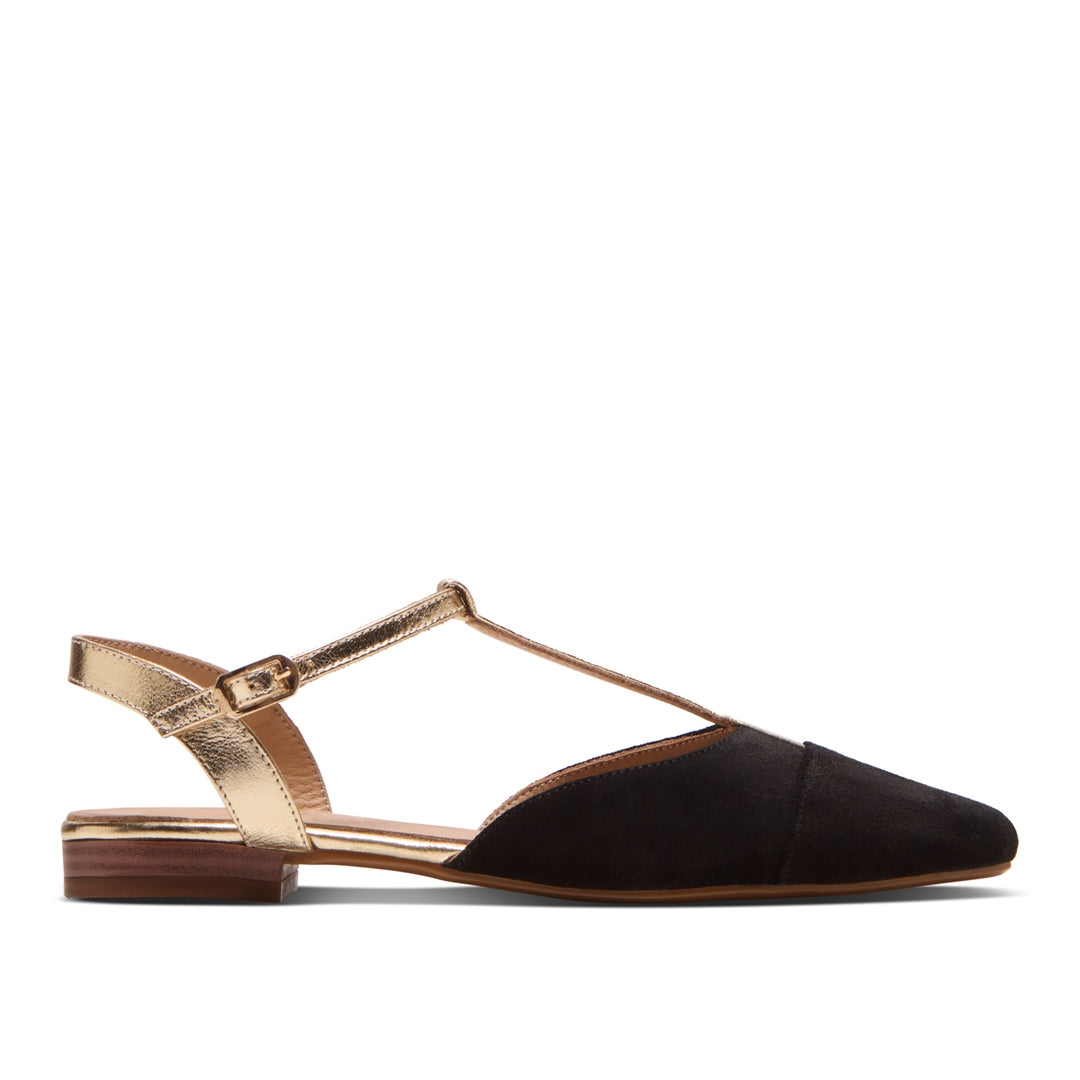 Parabita Black Suede Court Shoes