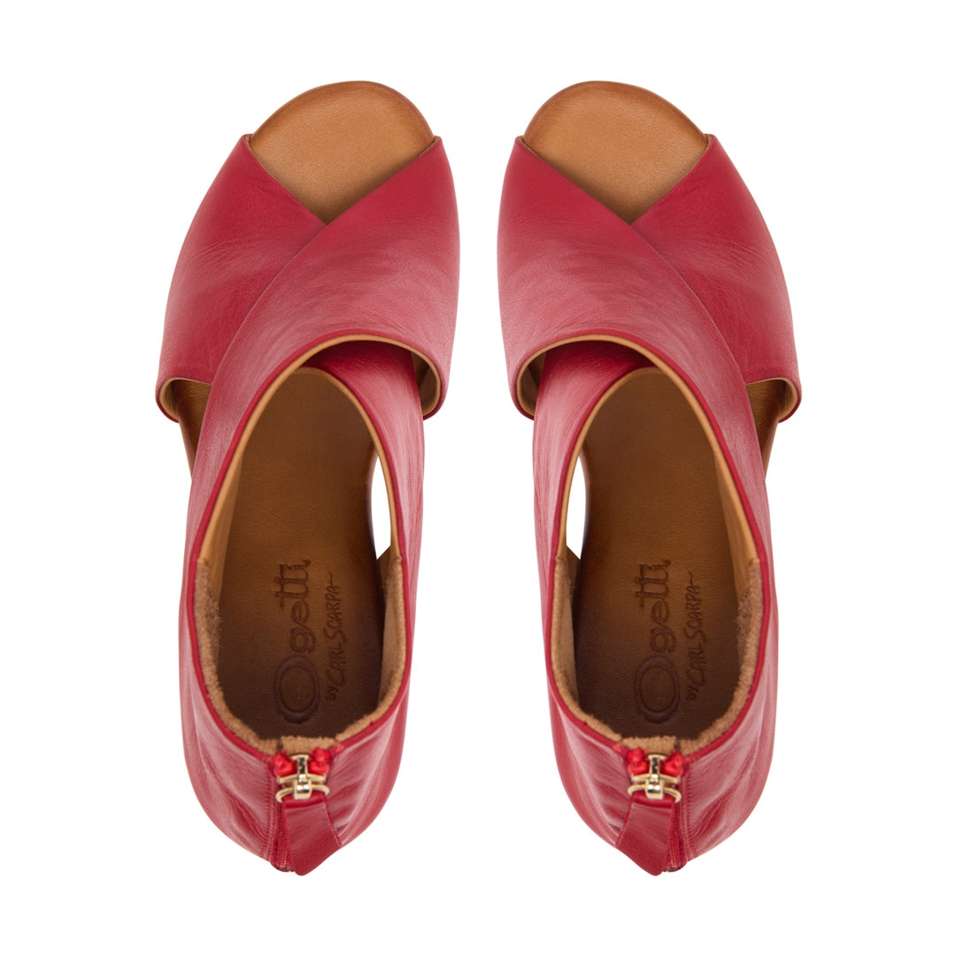 Piacere Red Leather Sandals