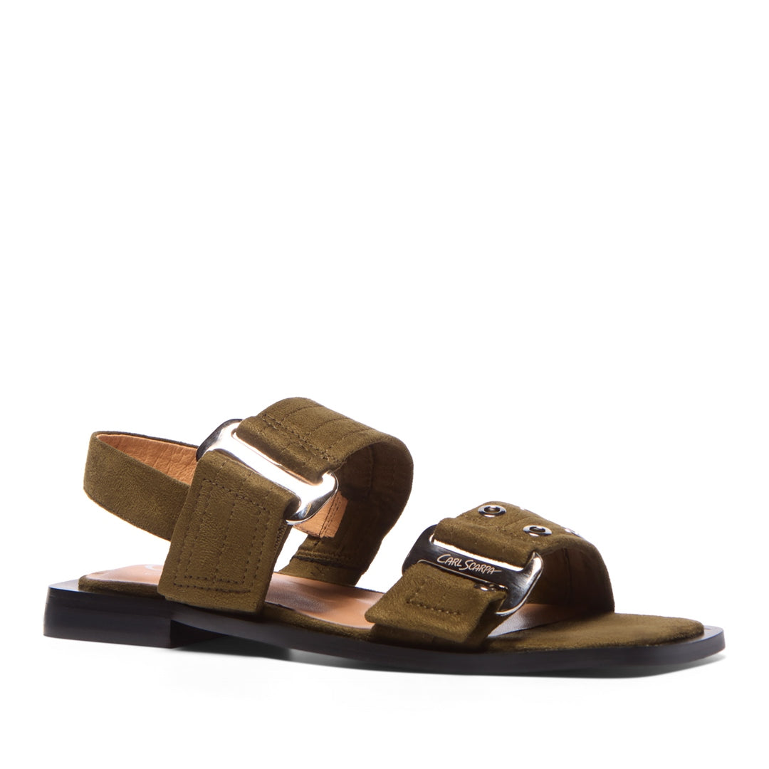 Poema Green Suede Sandals