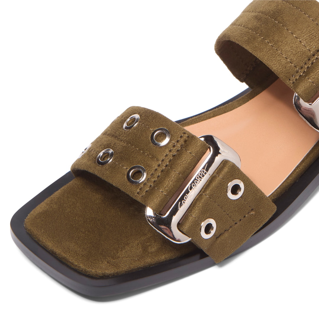 Poema Green Suede Sandals