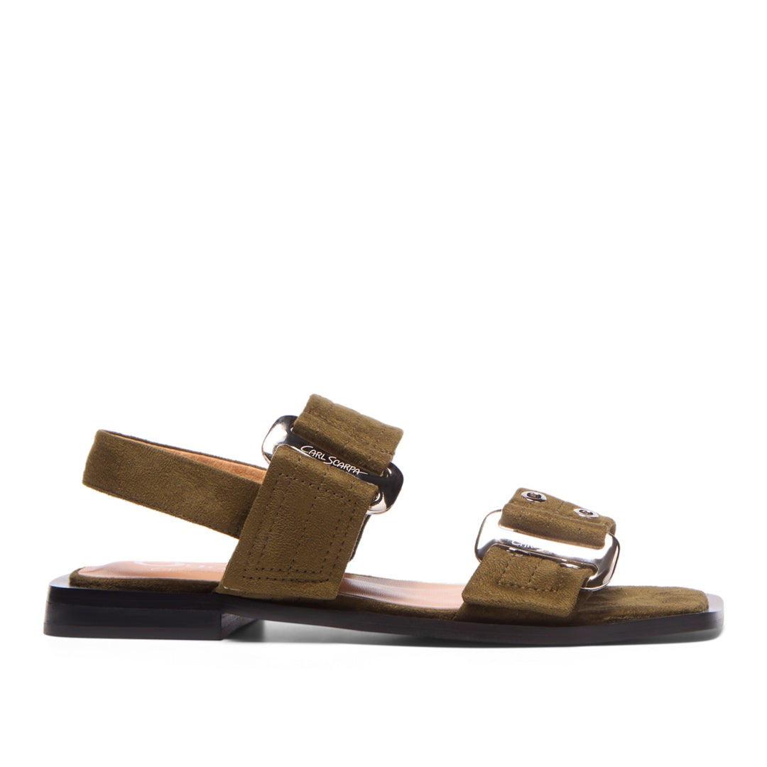 Poema Green Suede Sandals