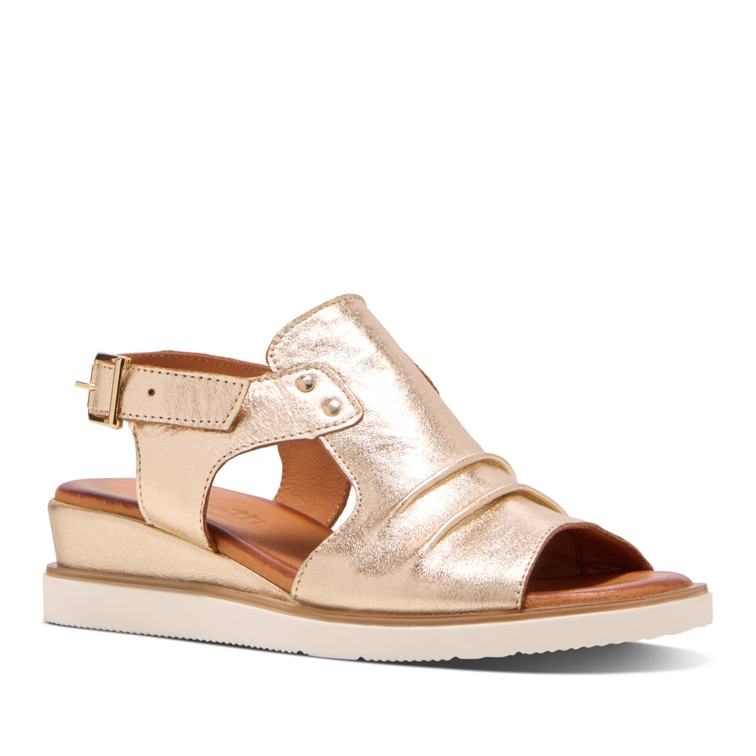 Tessino Gold Leather Sandals