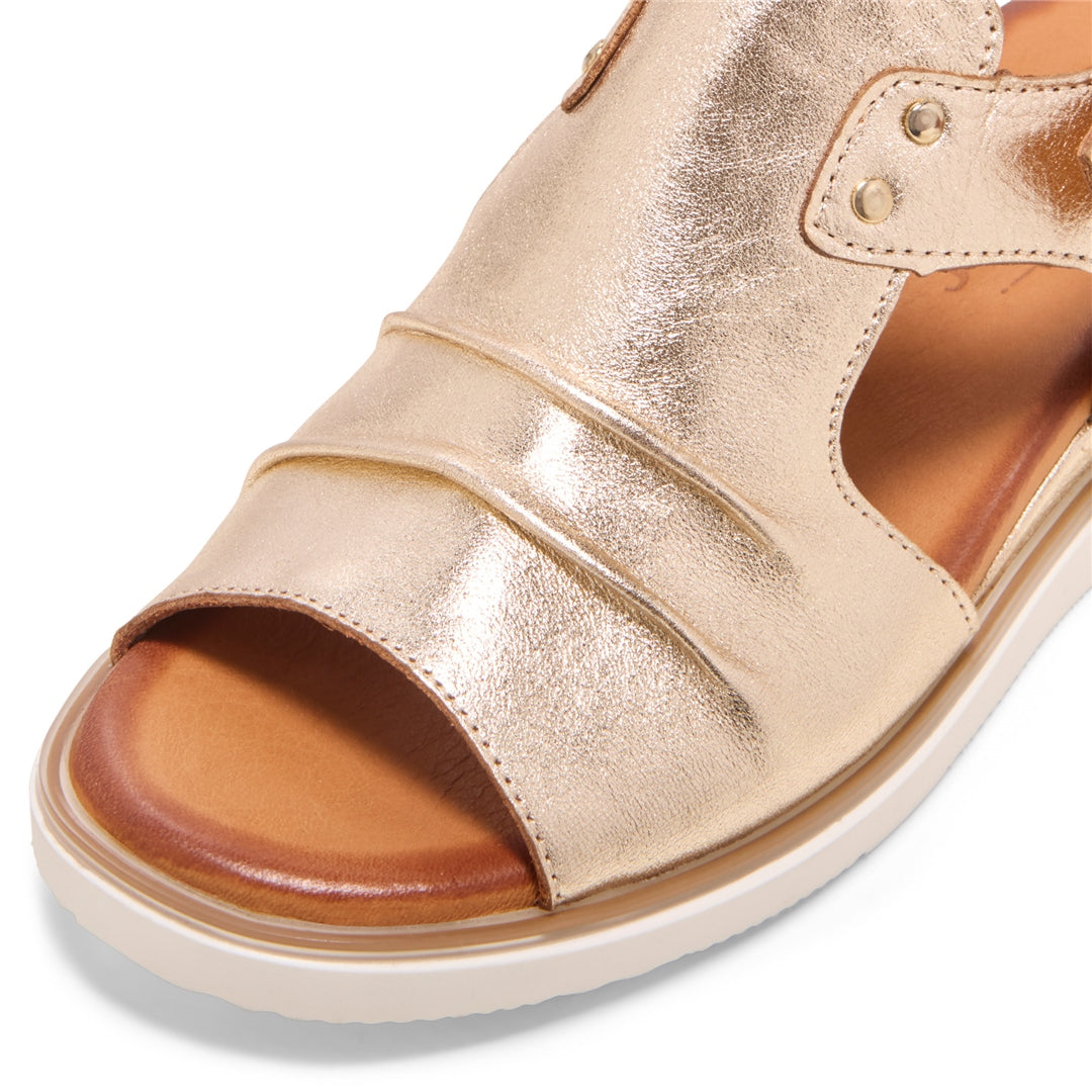 Tessino Gold Leather Sandals