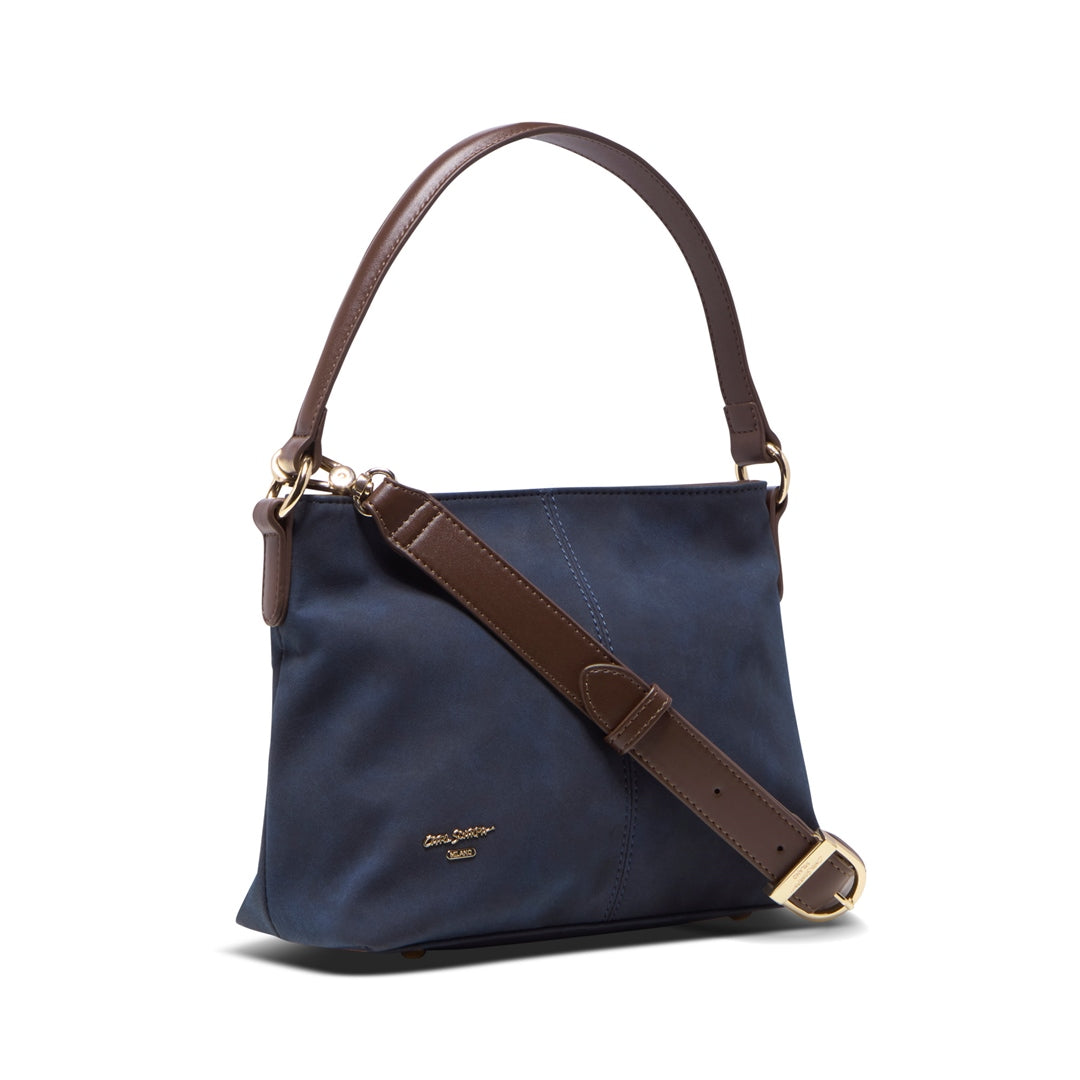 Yasmina Navy Suede Shoulder Bag
