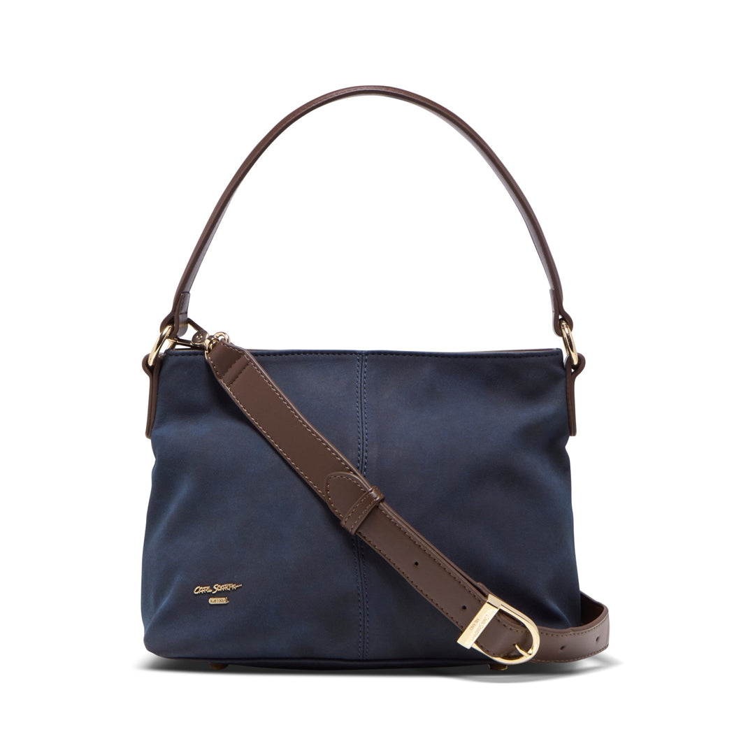 Yasmina Navy Suede Shoulder Bag