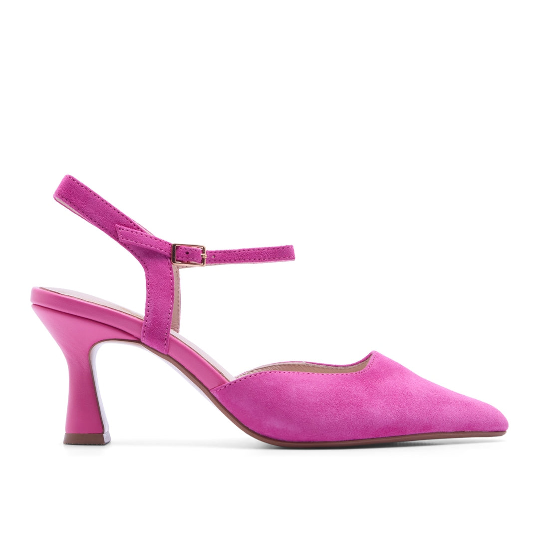 Lupina Fuchsia Suede Strap Heel