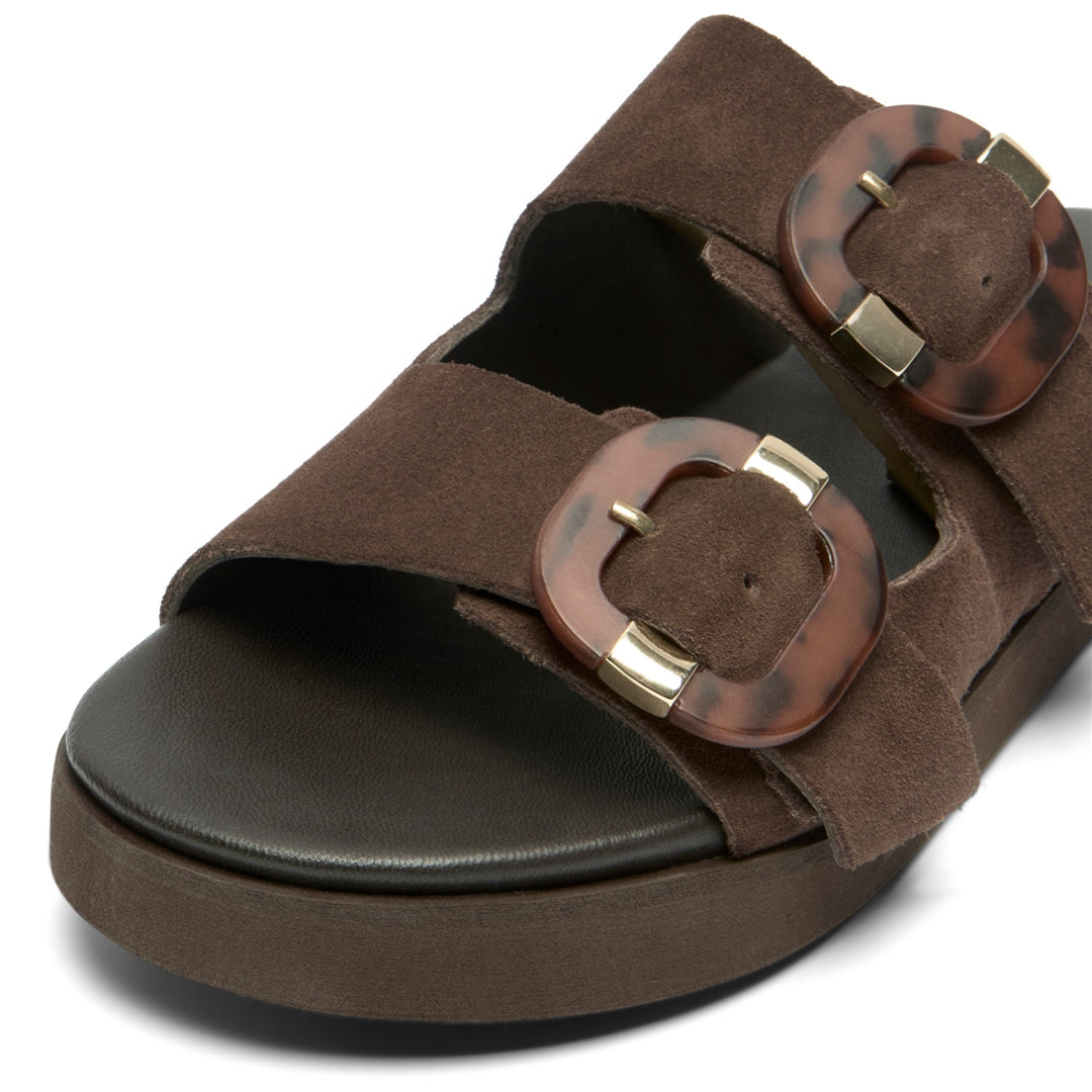 Letta Brown Suede Mule Sandals