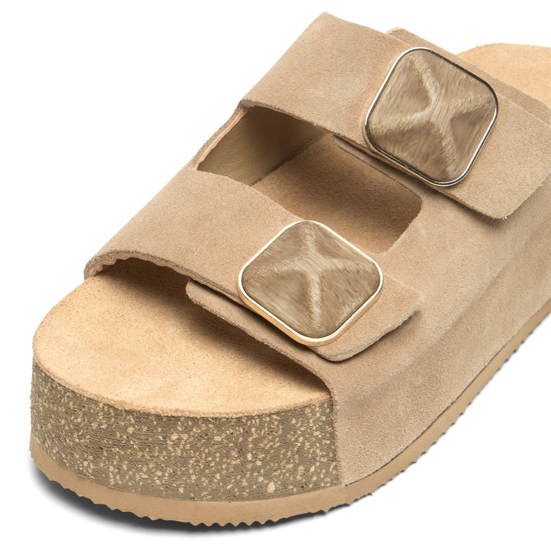 Mippi Beige Suede Platform Sandals