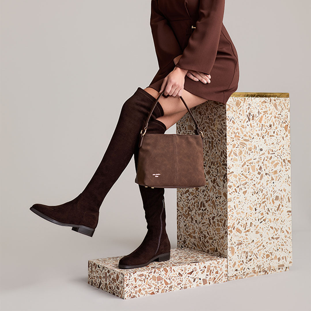 Amelynne Brown Suede Knee High Boots