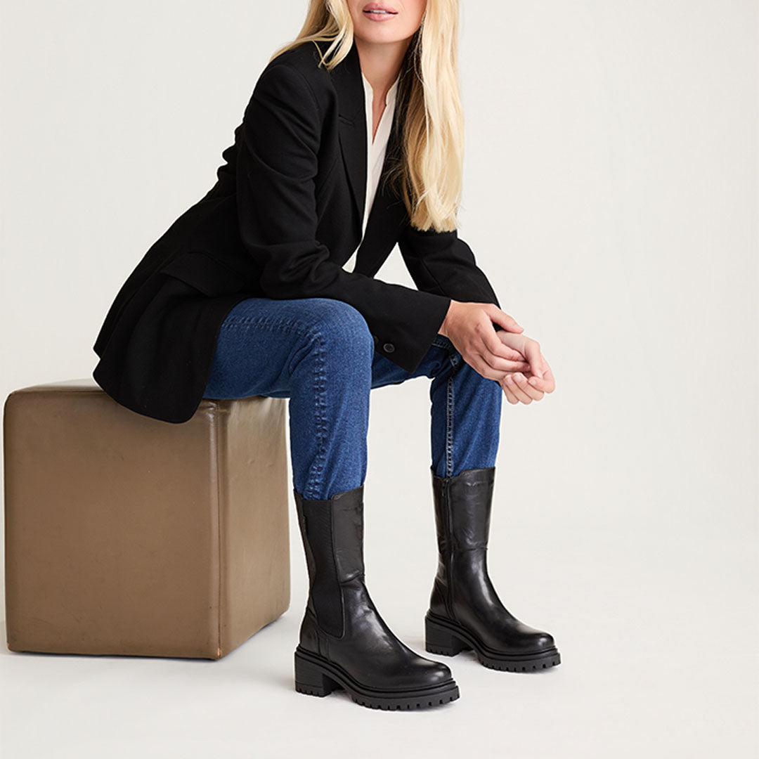 Morsica Black Leather Ankle Boot