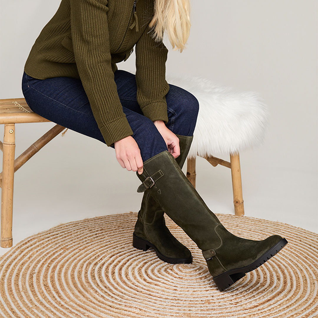 Ritzo Green Suede Knee High Boots