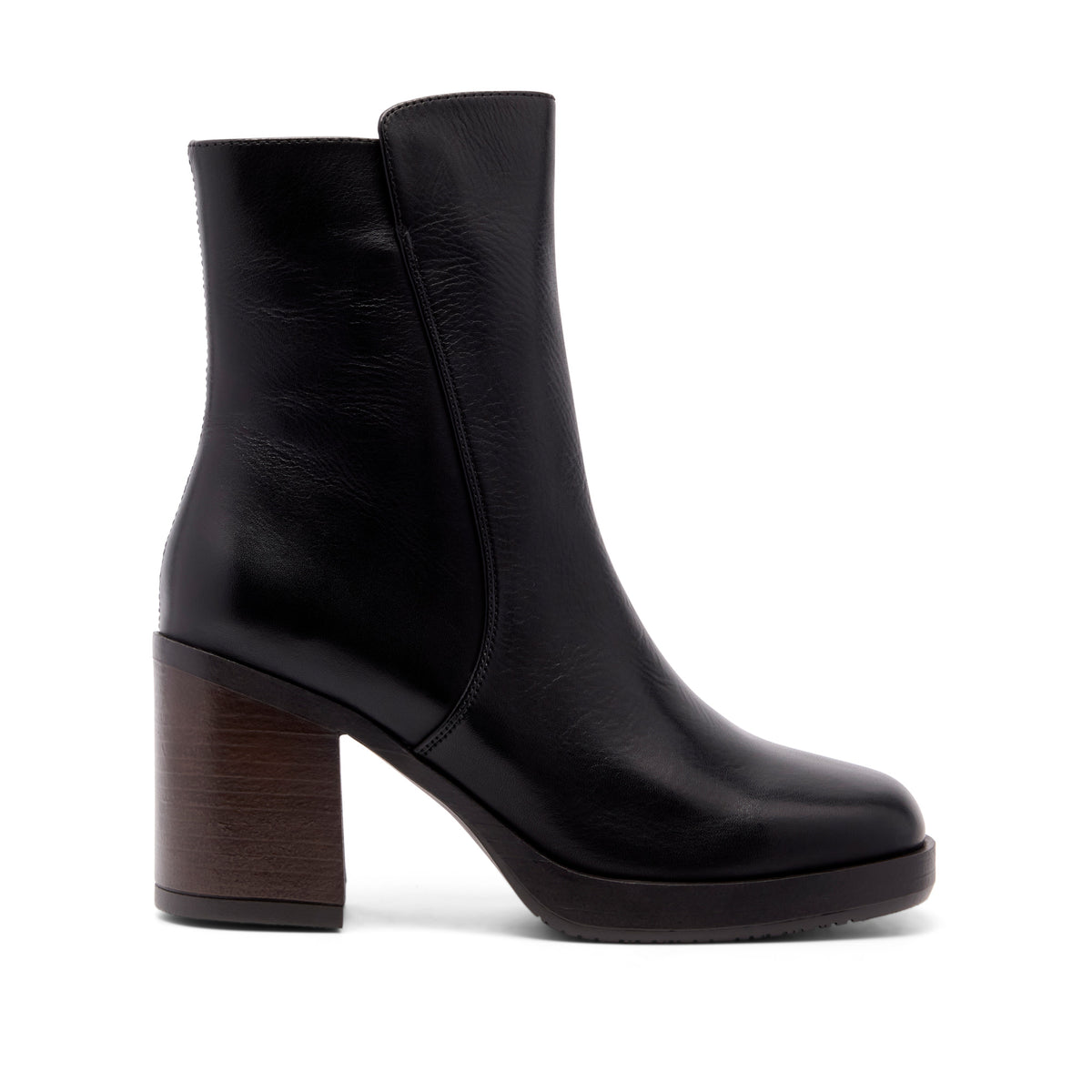 Sasina Black Leather Ankle Boot