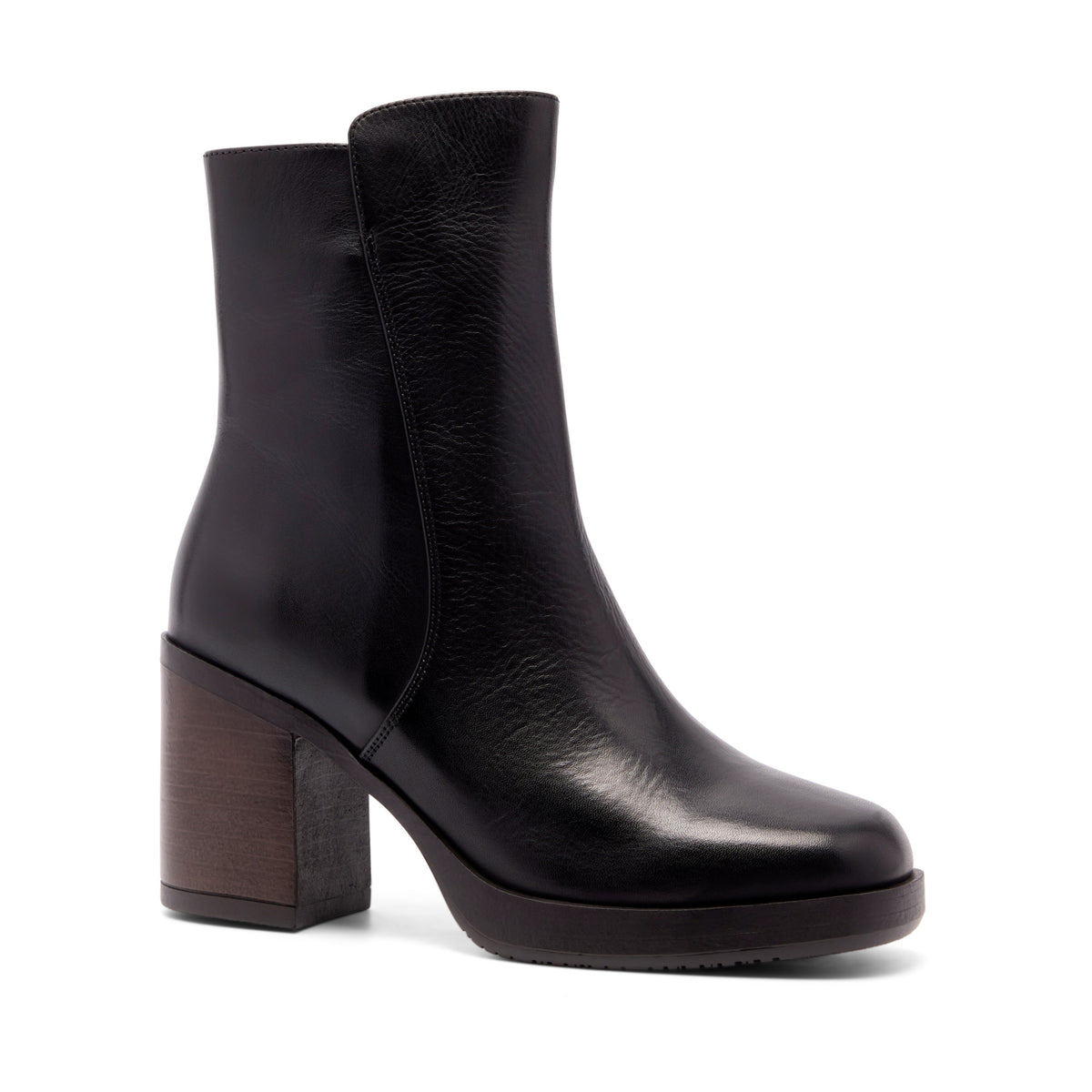 Sasina Black Leather Ankle Boot