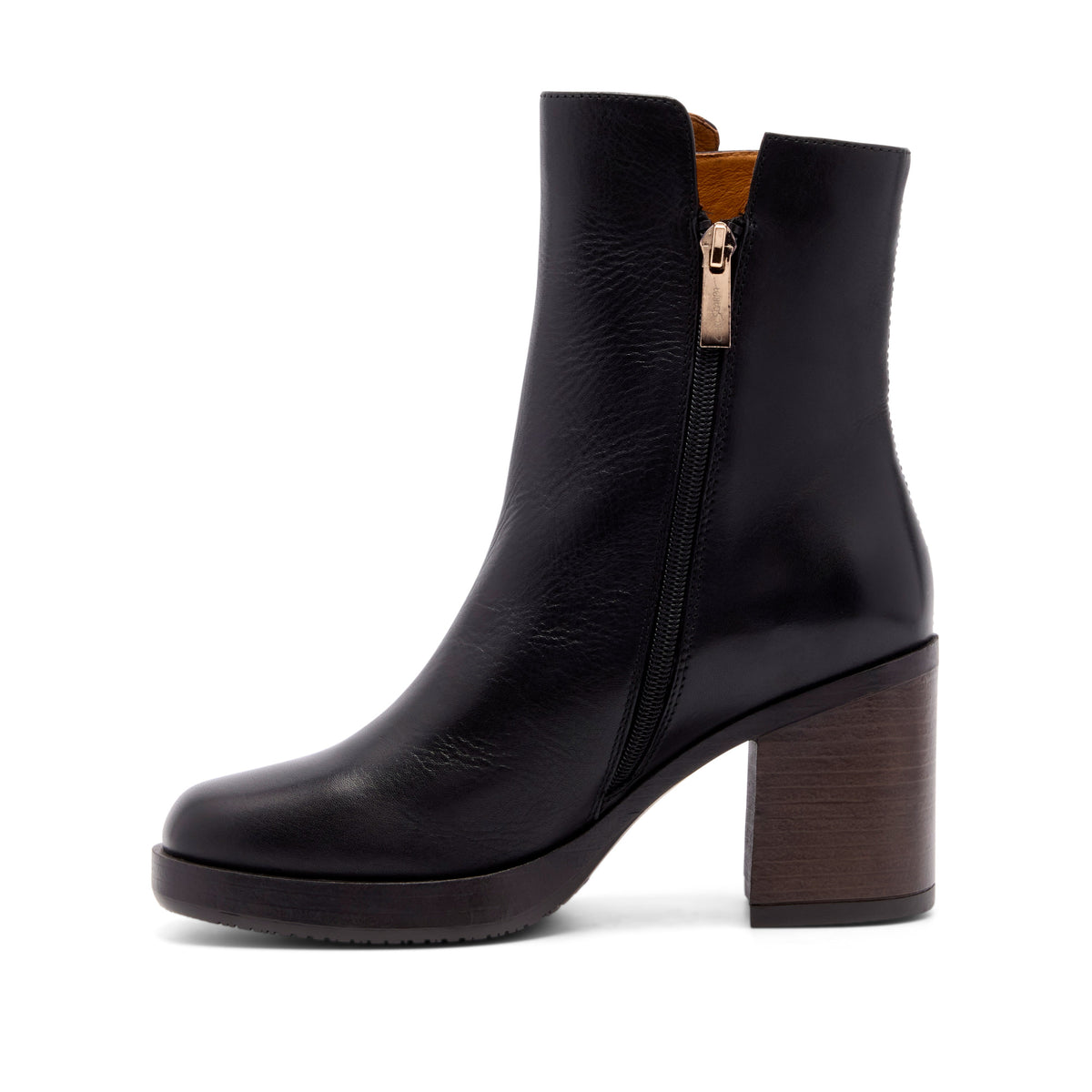 Sasina Black Leather Ankle Boot