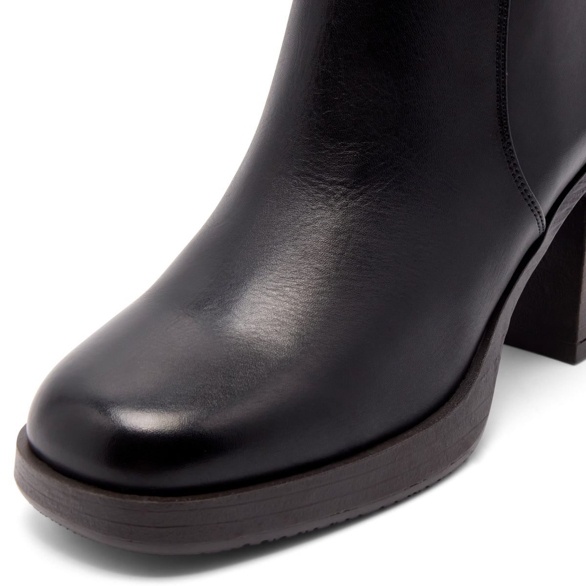 Sasina Black Leather Ankle Boot