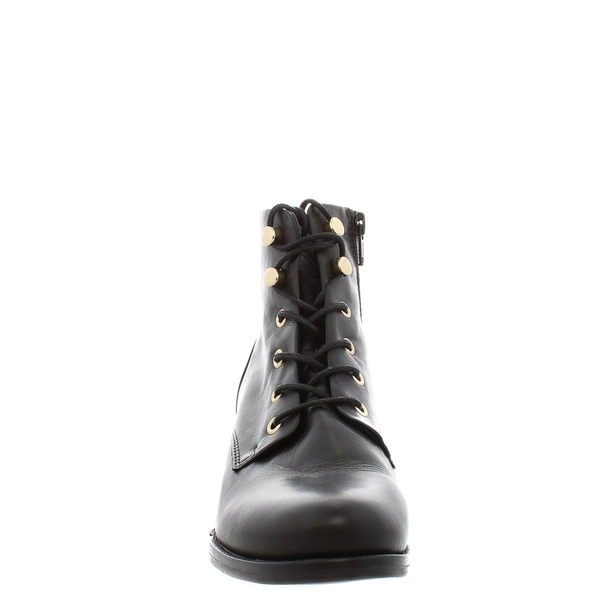 Ocean Black Leather Lace Up Ankle Boots