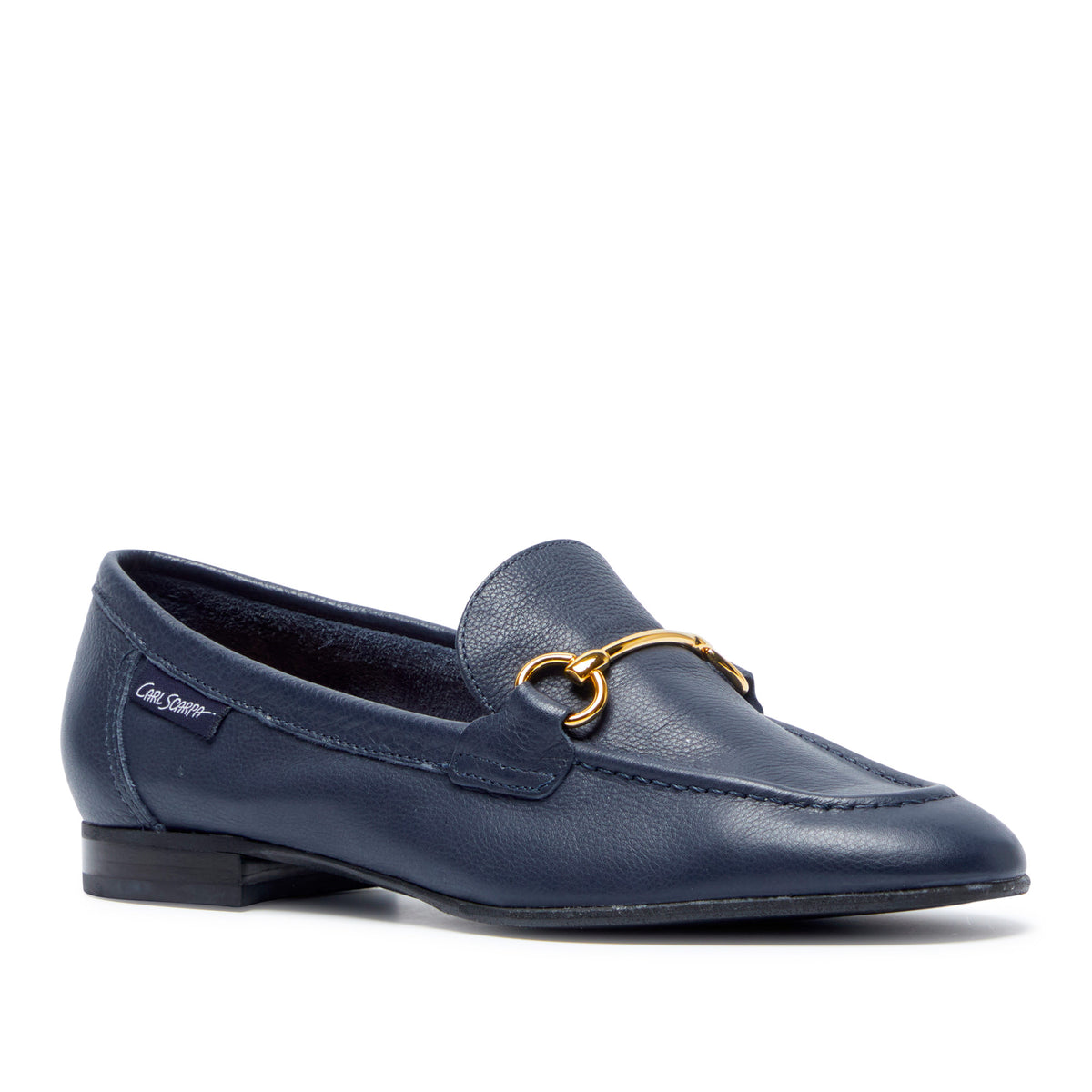 Arlie Navy Leather Snaffle Loafers
