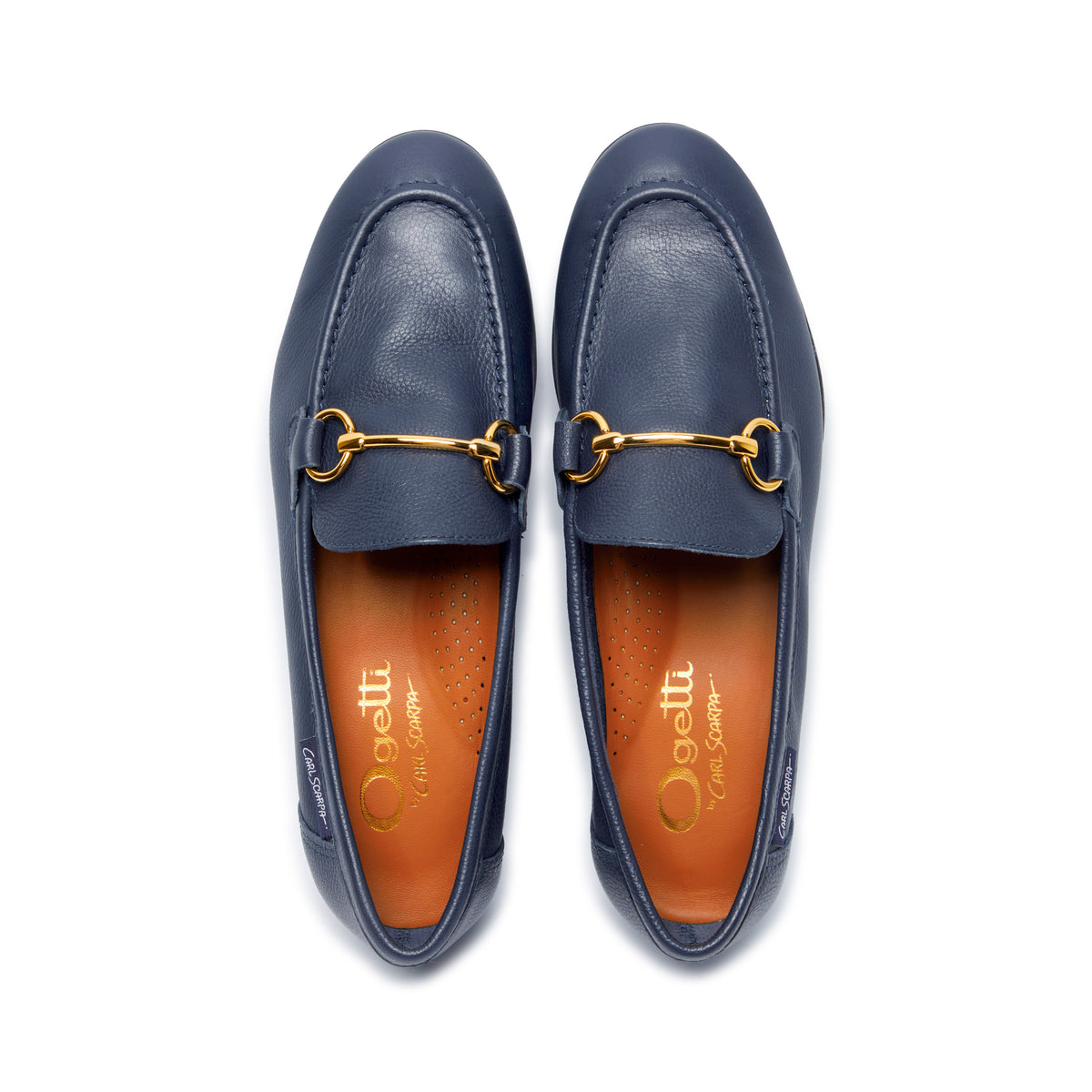 Arlie Navy Leather Snaffle Loafers