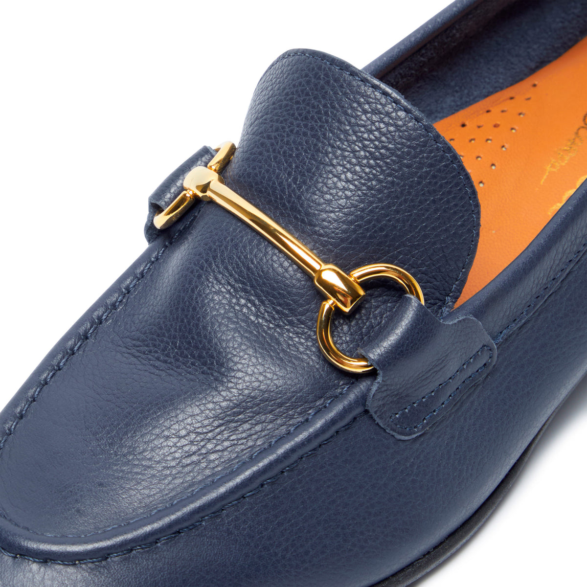 Arlie Navy Leather Snaffle Loafers
