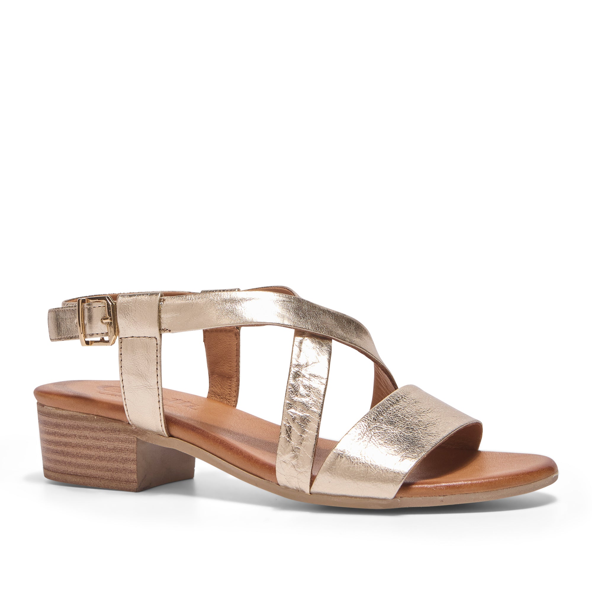 Tianey Gold Leather Strappy Sandals