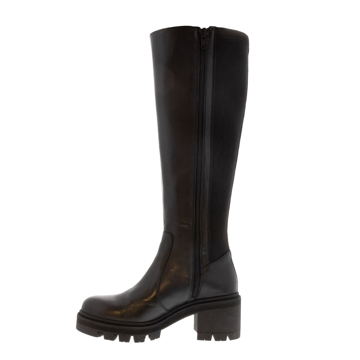 Dodie Black Leather Knee High Boots