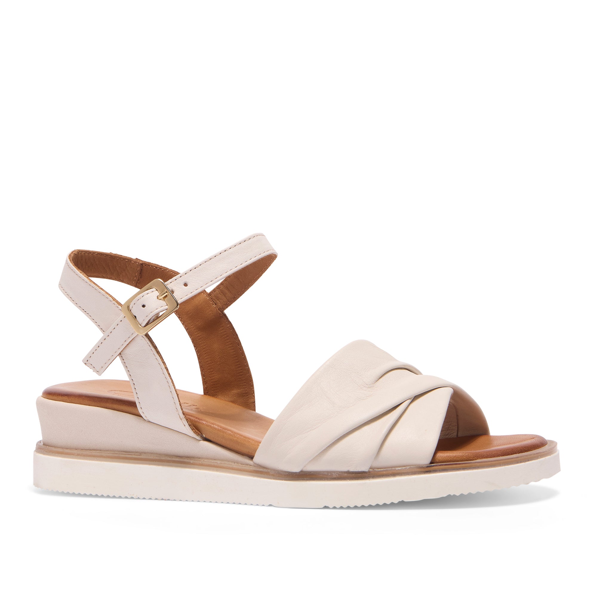 Myriad Off-White Leather Wedge Sandals