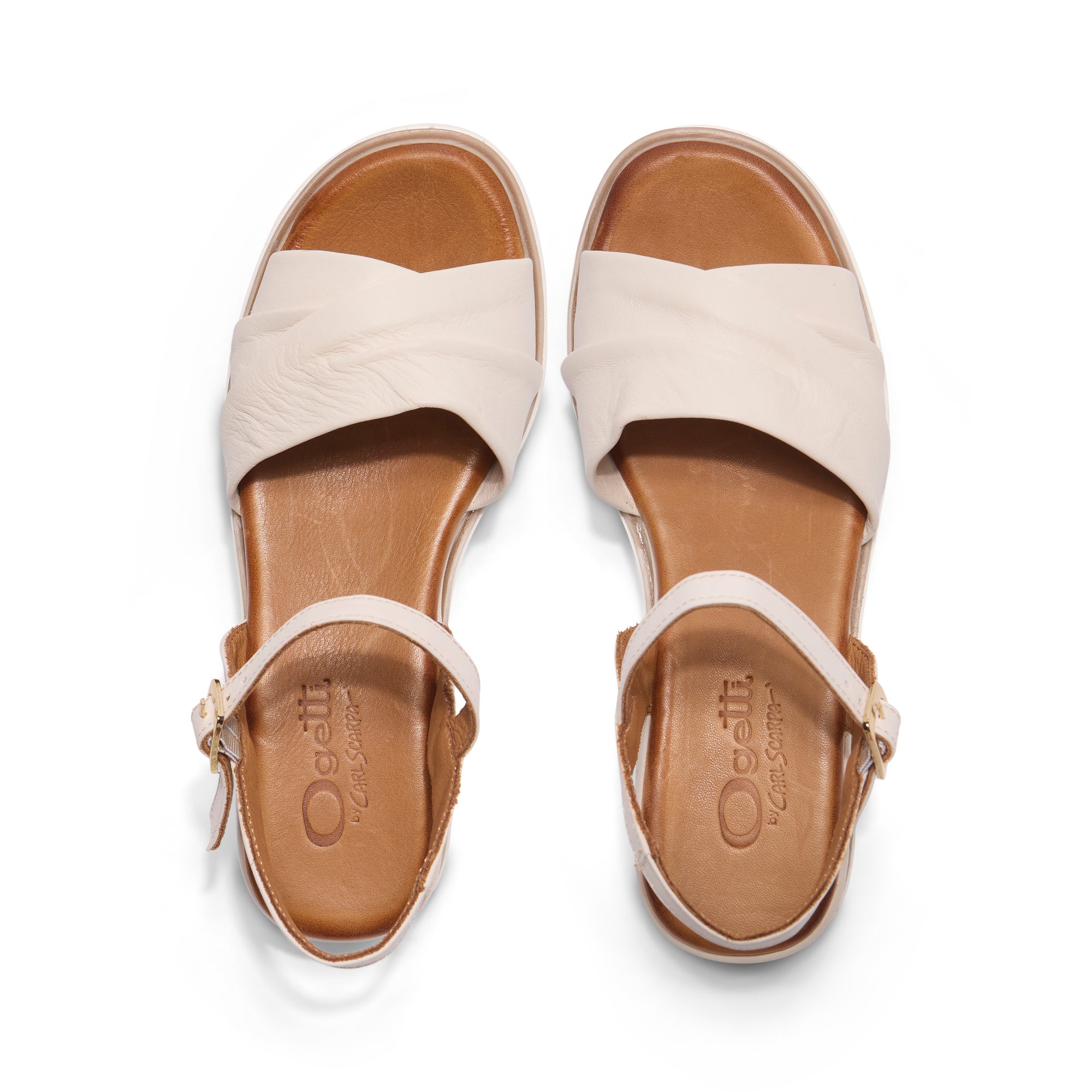 Myriad Off-White Leather Wedge Sandals