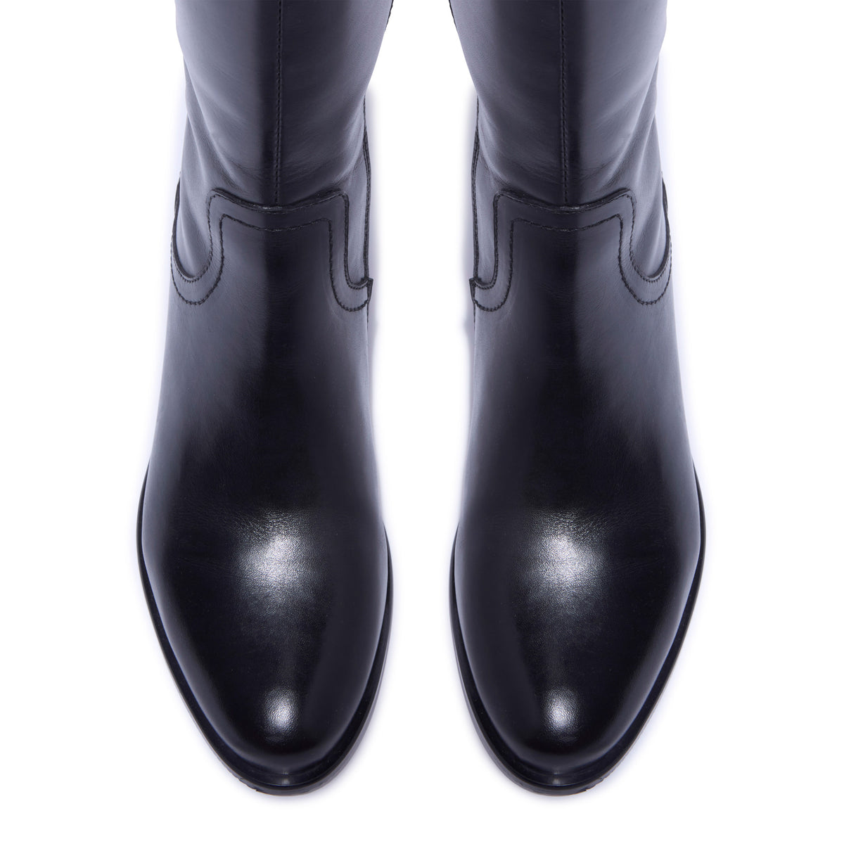 Jolette Black Leather Knee High Boots