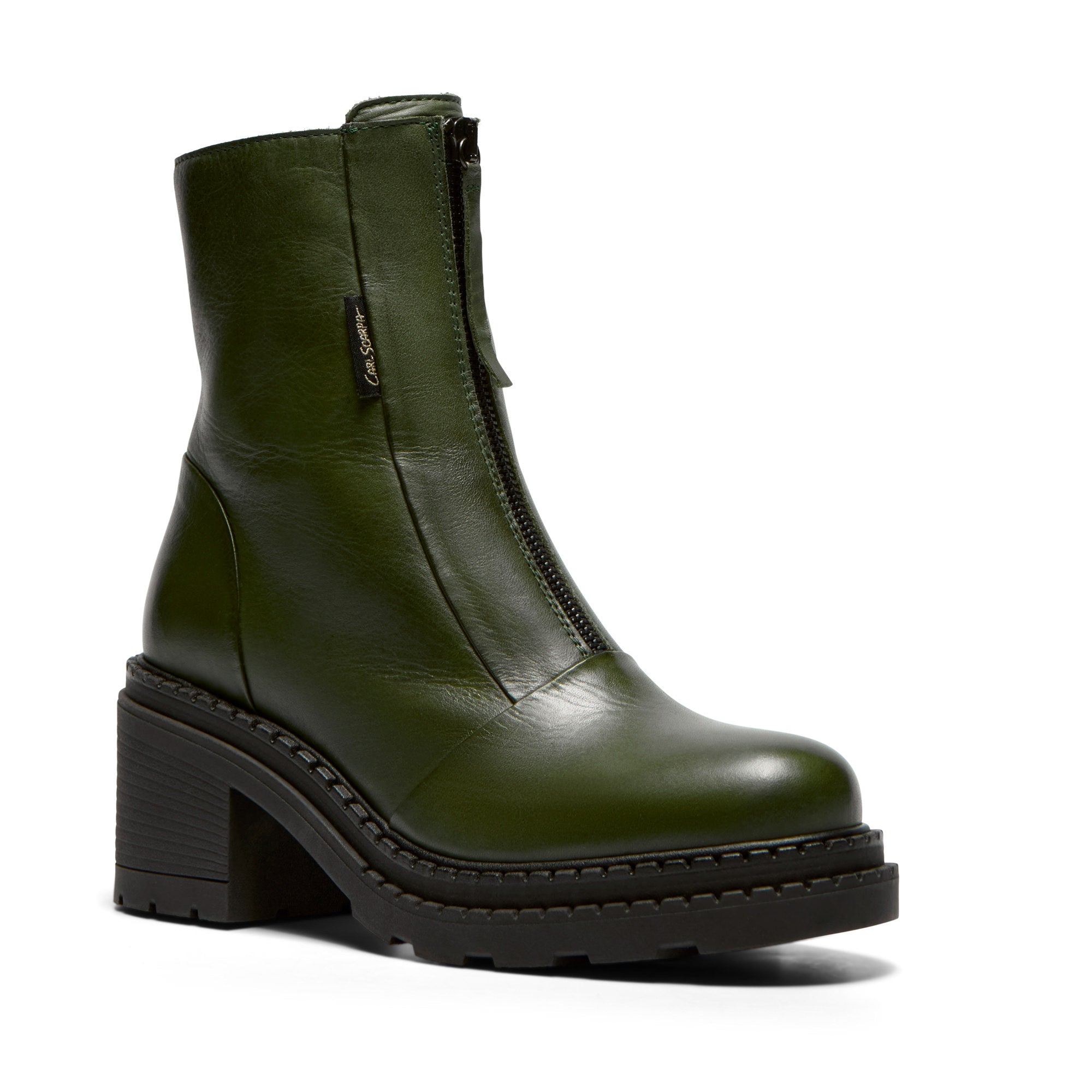 Imario Green Leather Ankle Boot