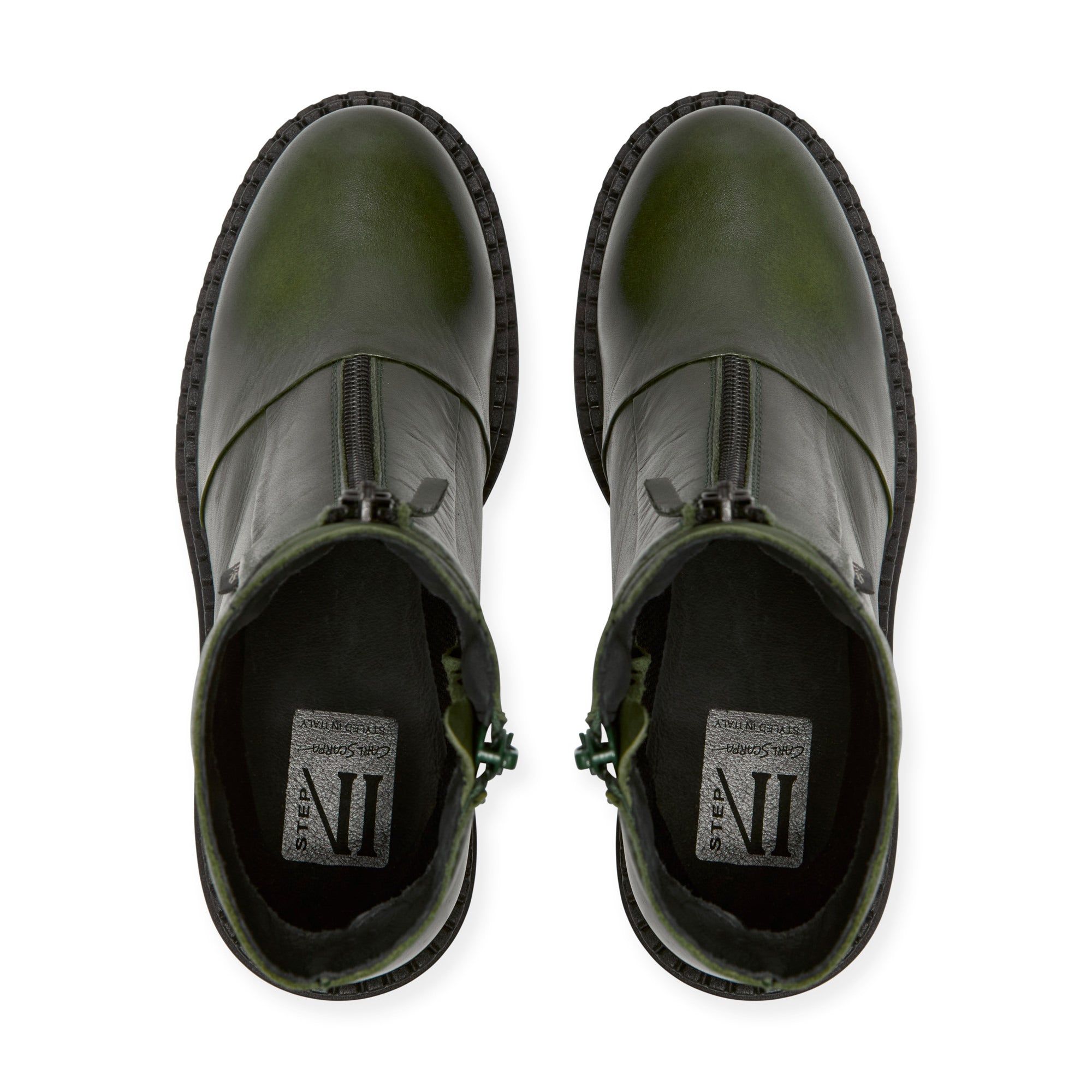 Imario Green Leather Ankle Boot