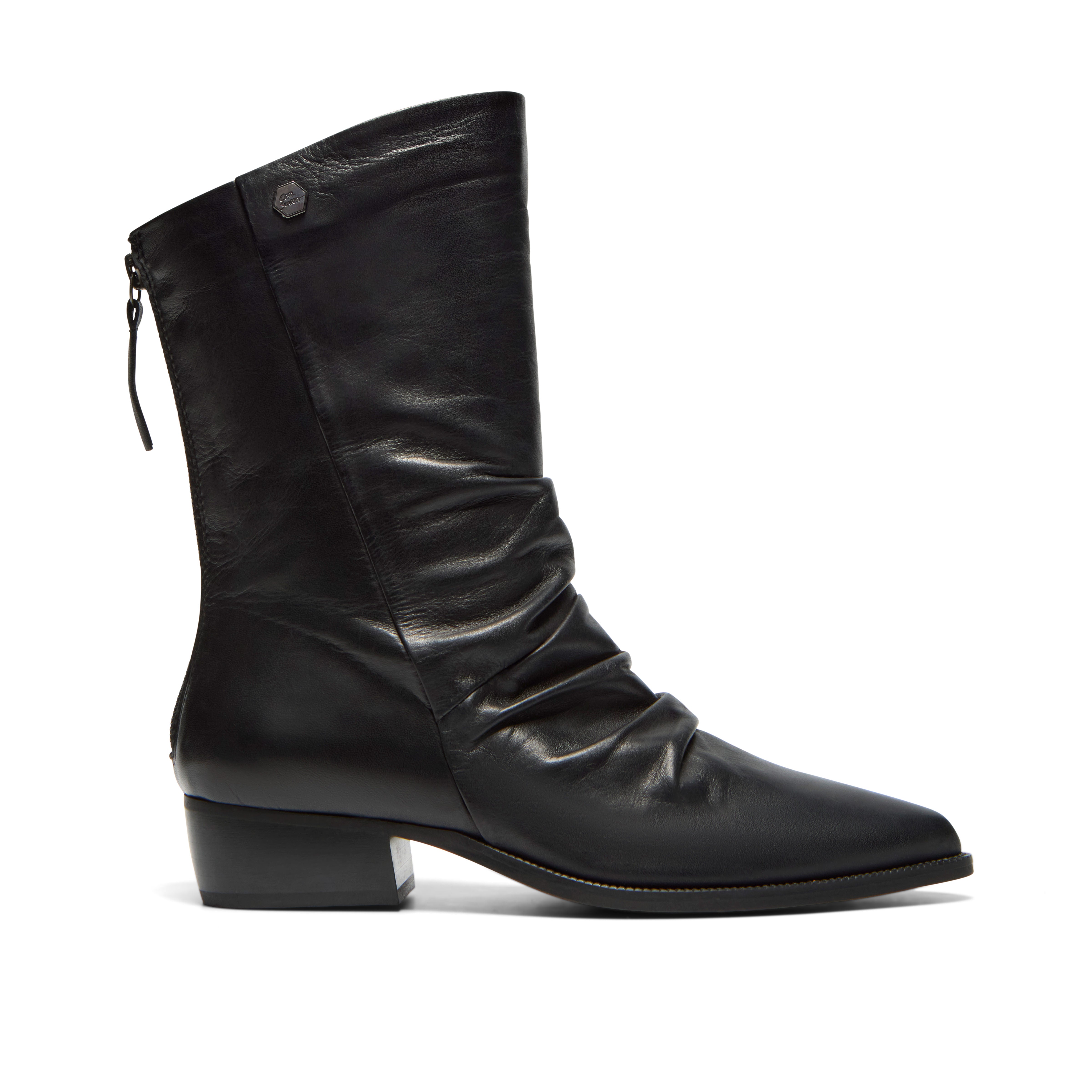 Nerissa Black Leather Ankle Boot