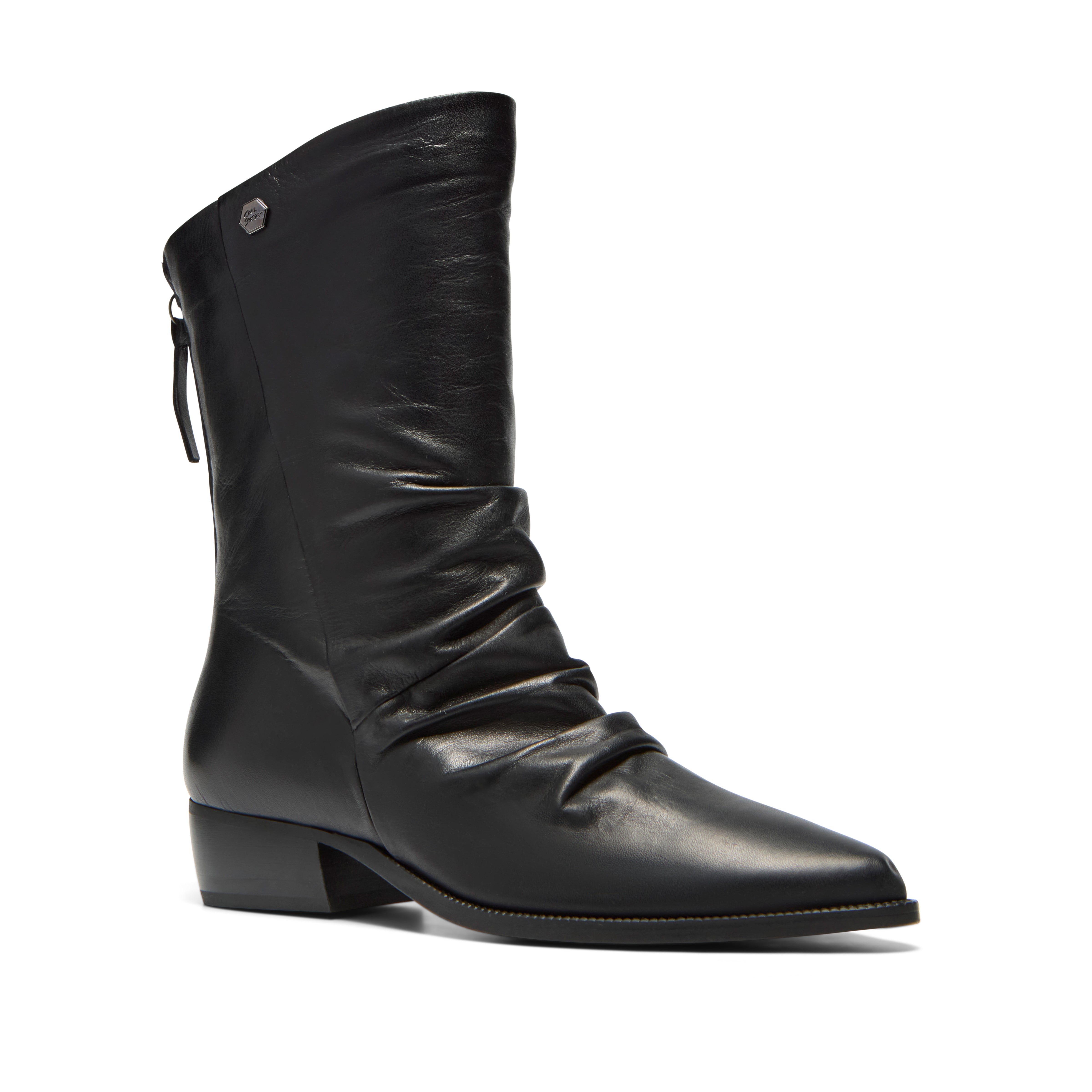 Nerissa Black Leather Ankle Boot