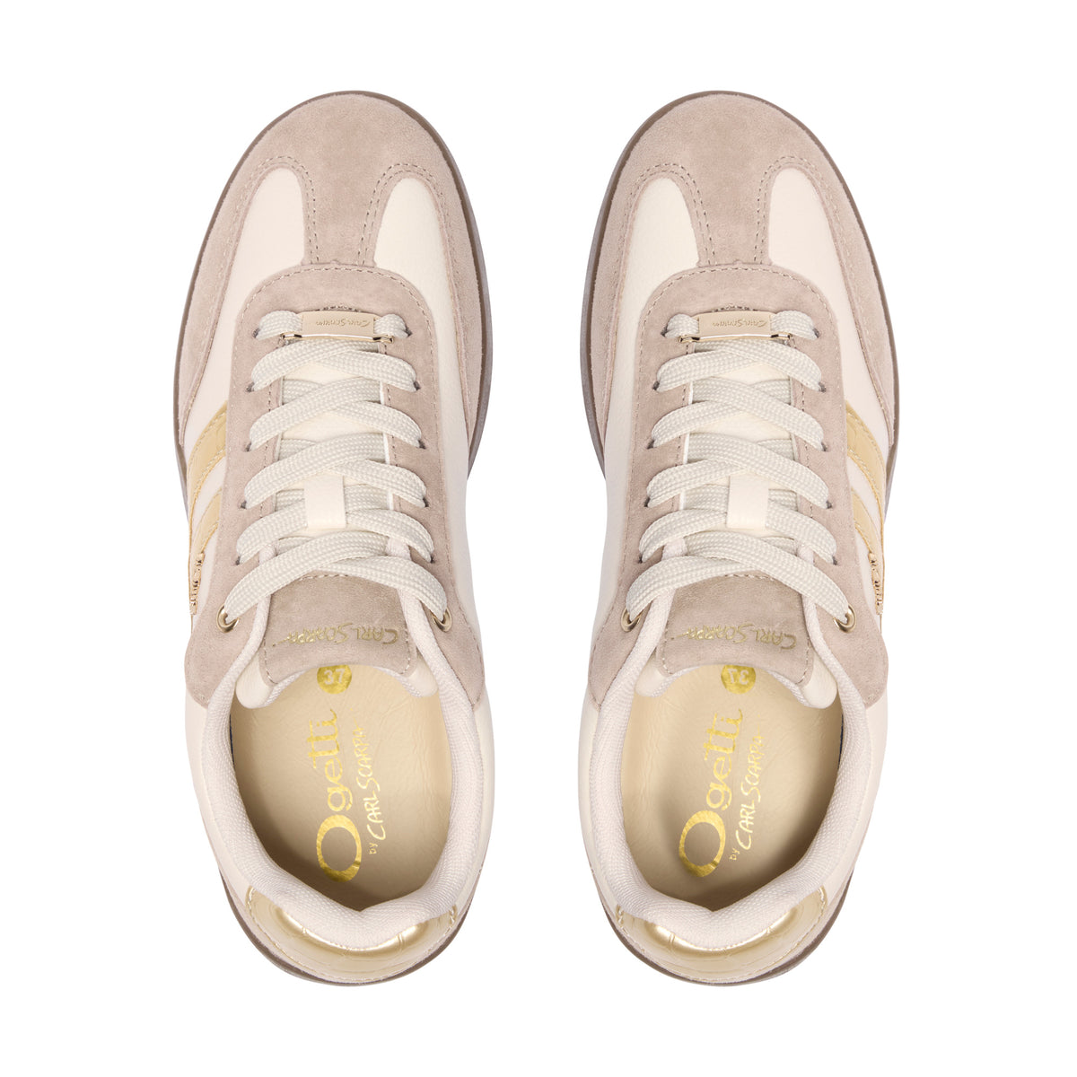 Pelizzano Beige Leather Trainers