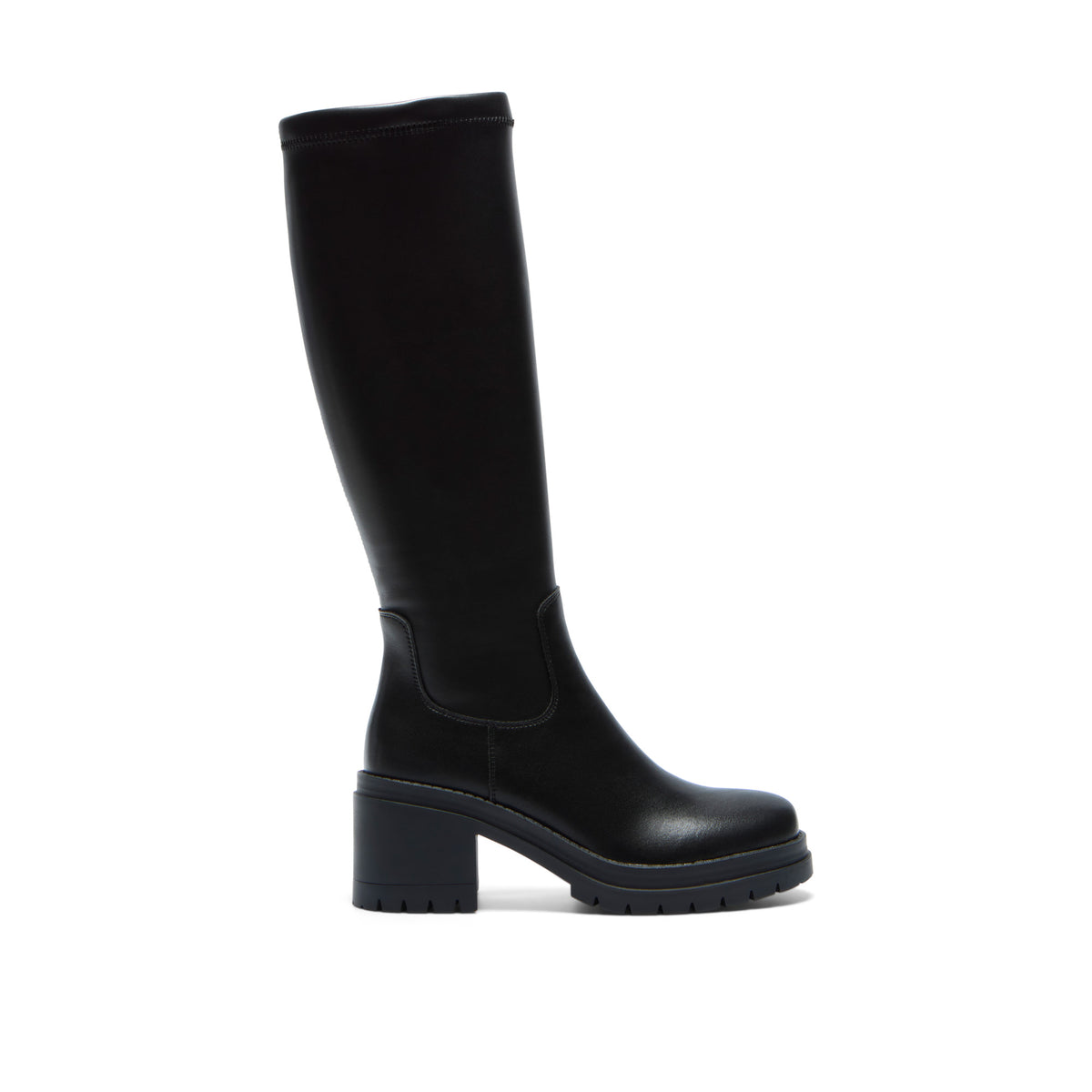 Donatela Black Leather Knee High Boots