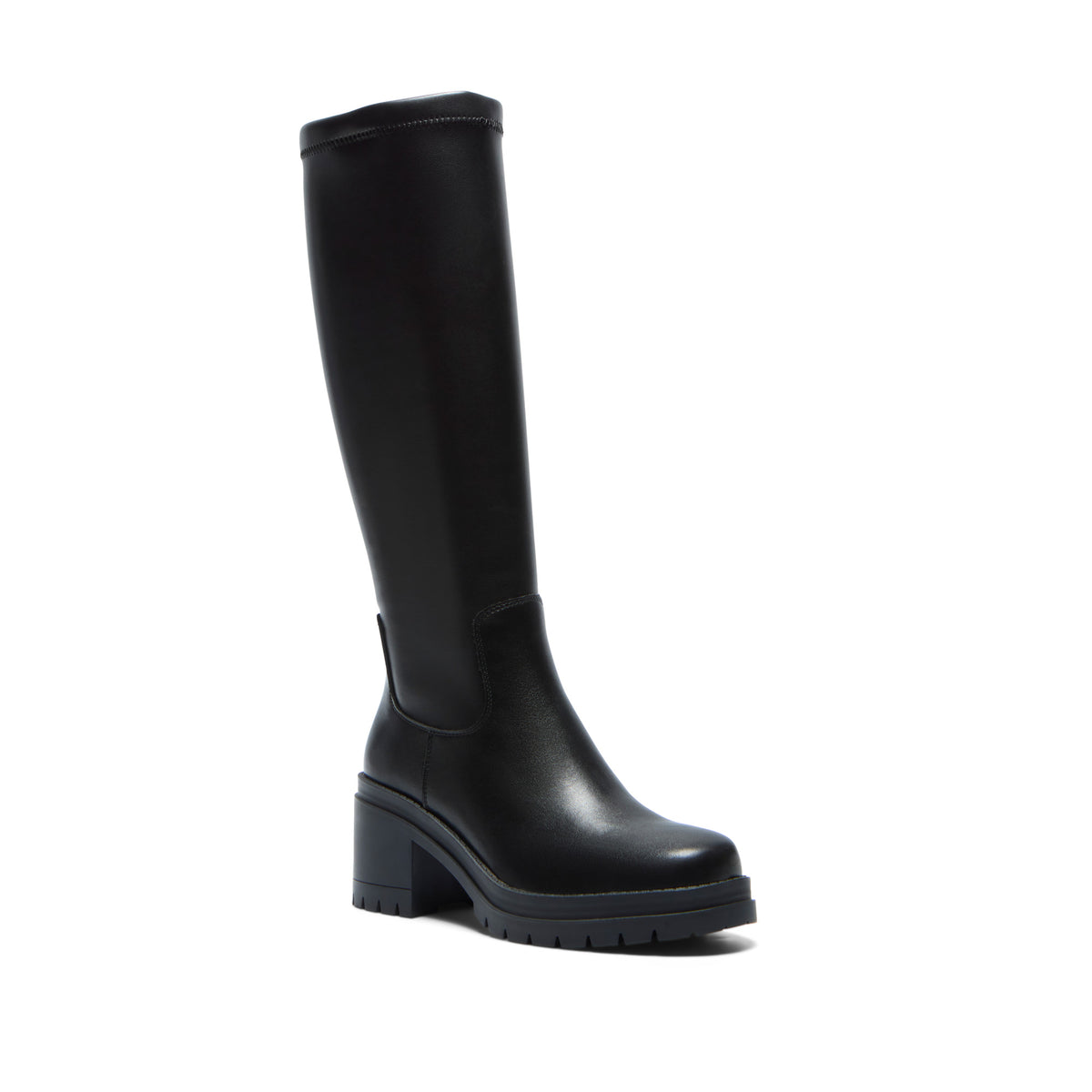 Donatela Black Leather Knee High Boots