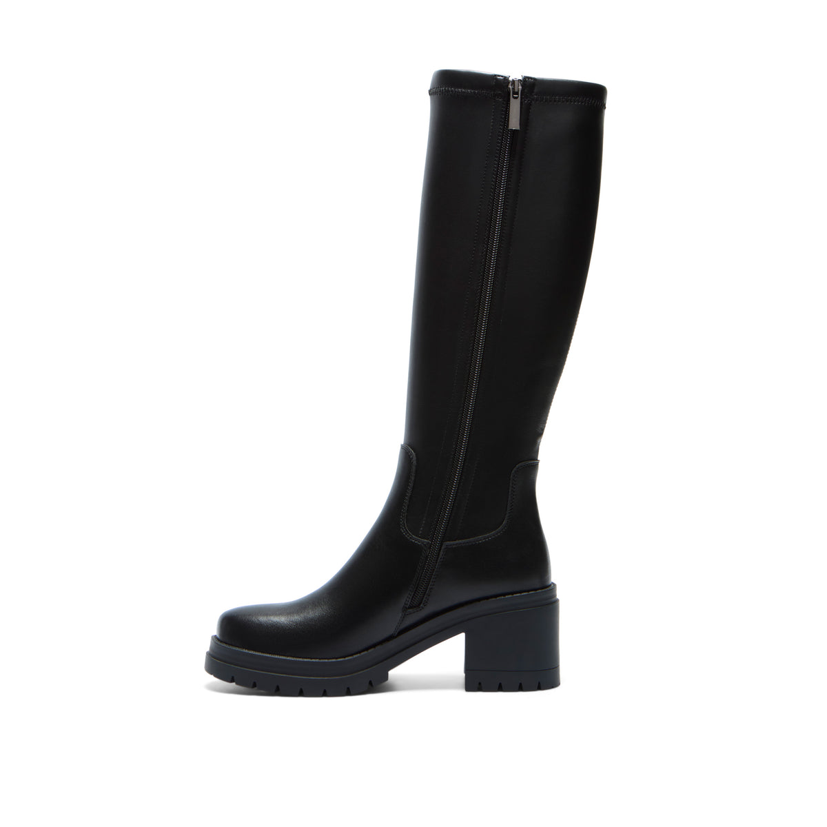Donatela Black Leather Knee High Boots
