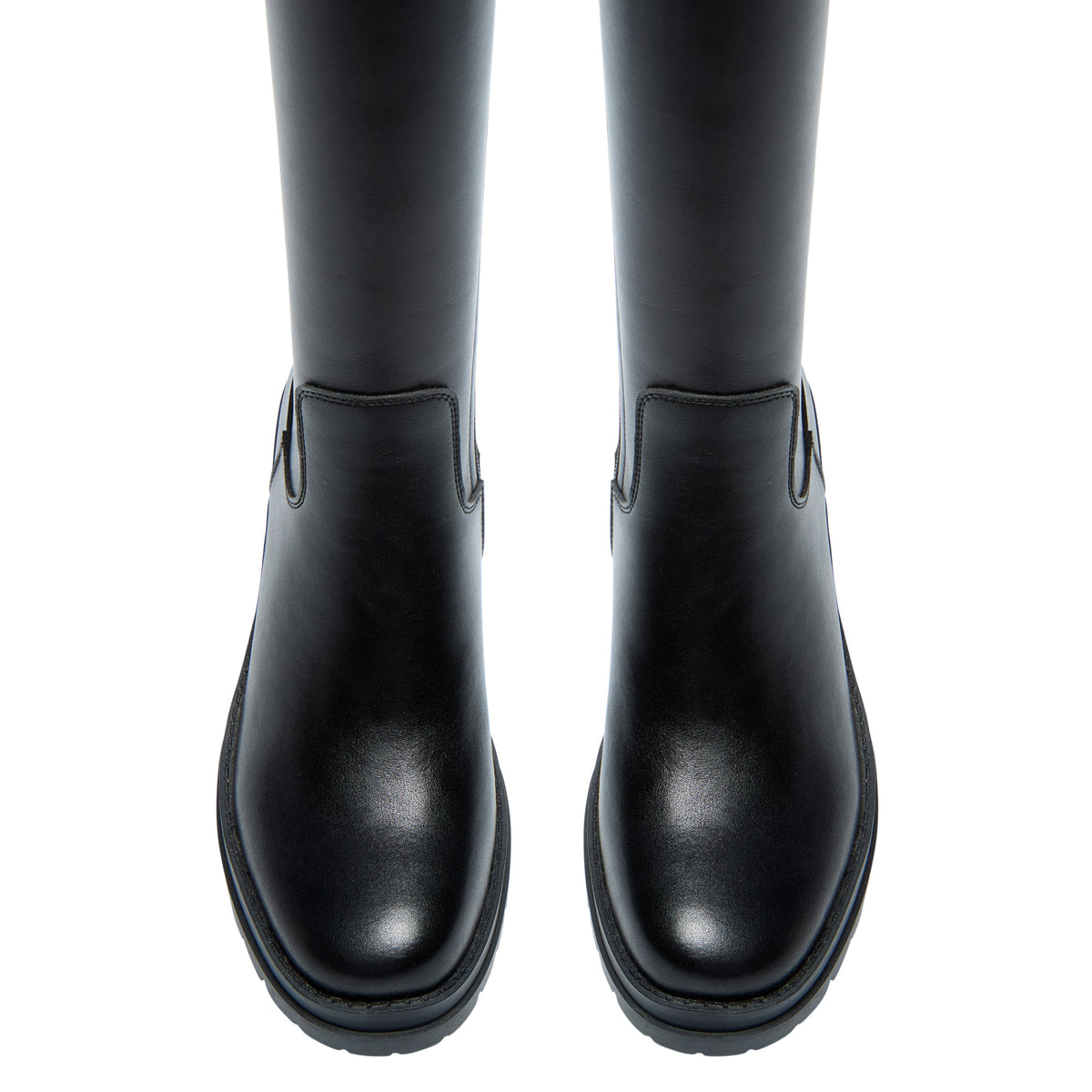 Donatela Black Leather Knee High Boots
