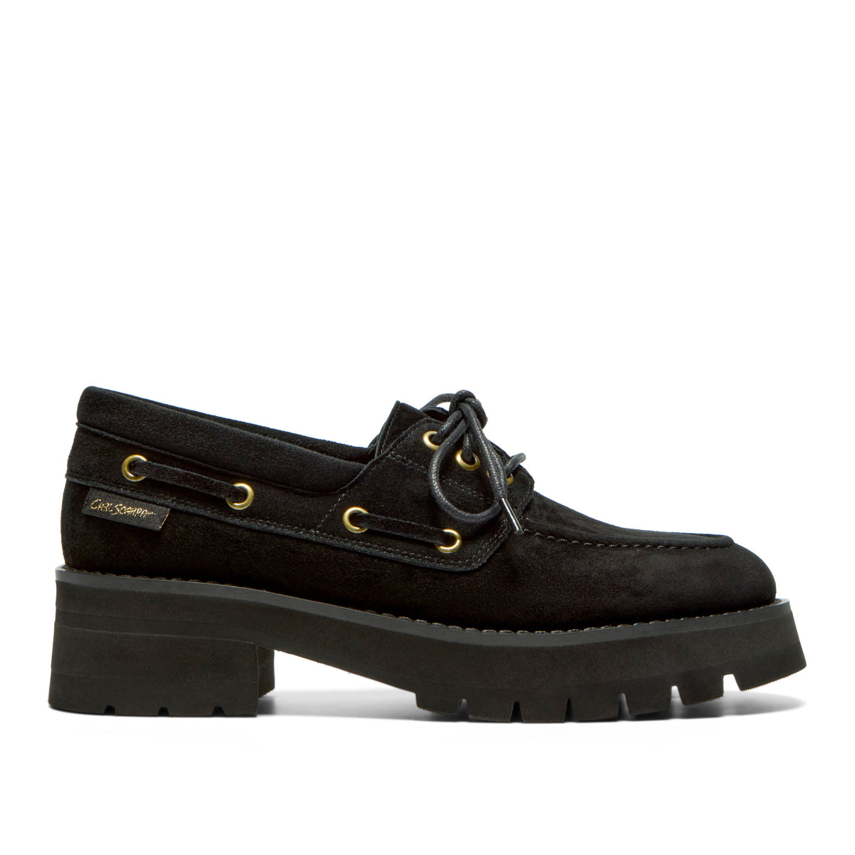 Maximilla Black Suede Chunky Loafer