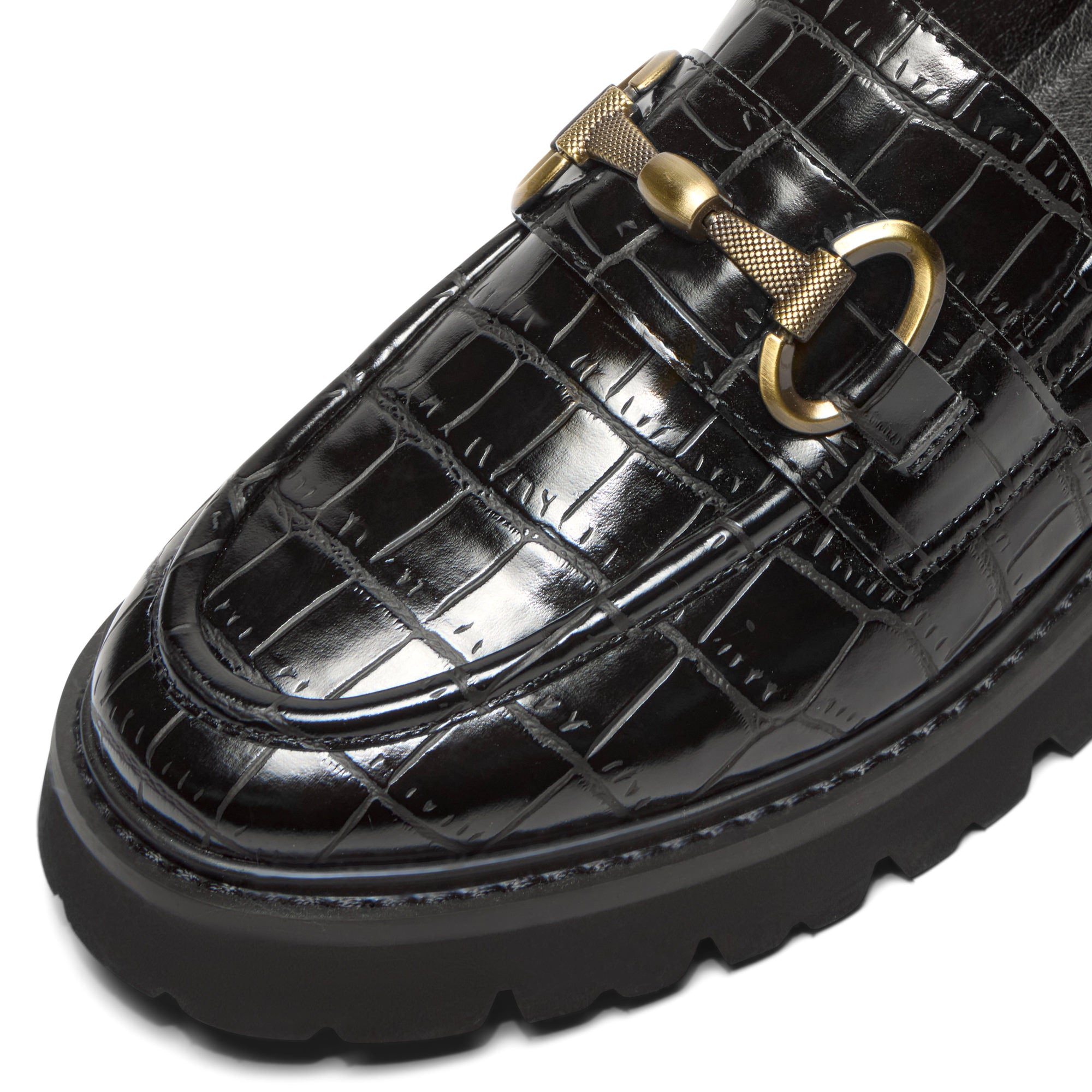 Sidonie Black Croc Leather Loafer