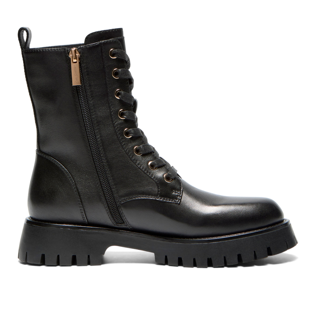 Azzurra Black Leather Ankle Boot
