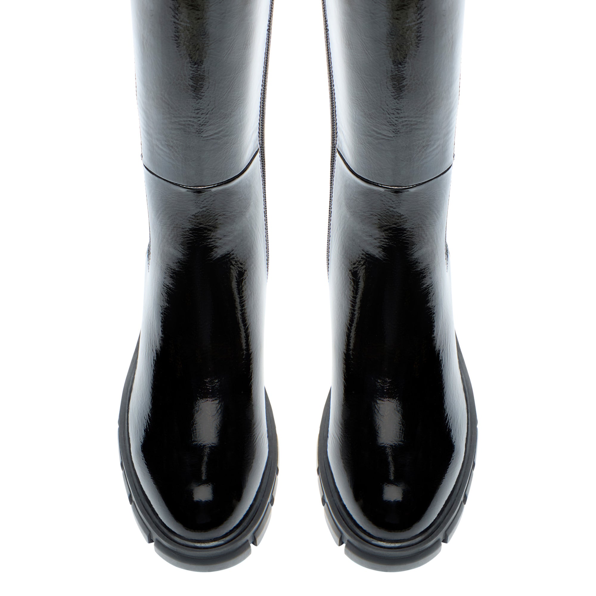 Ettoria Black Patent Leather Knee High Boots