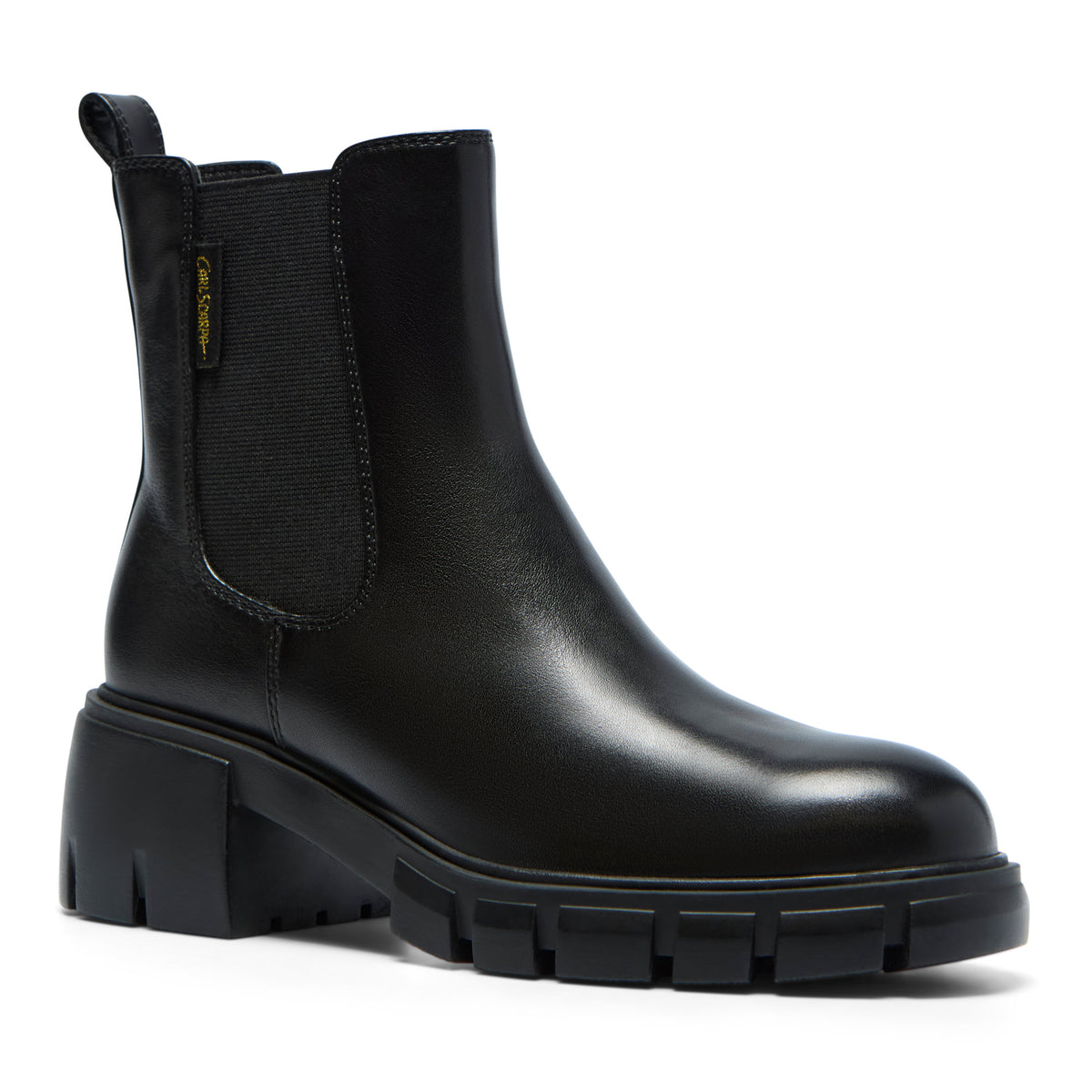 Elvia Black Leather Ankle Boot
