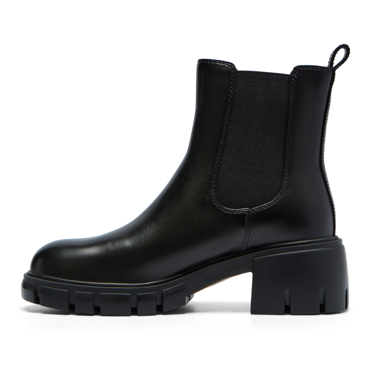 Elvia Black Leather Ankle Boot