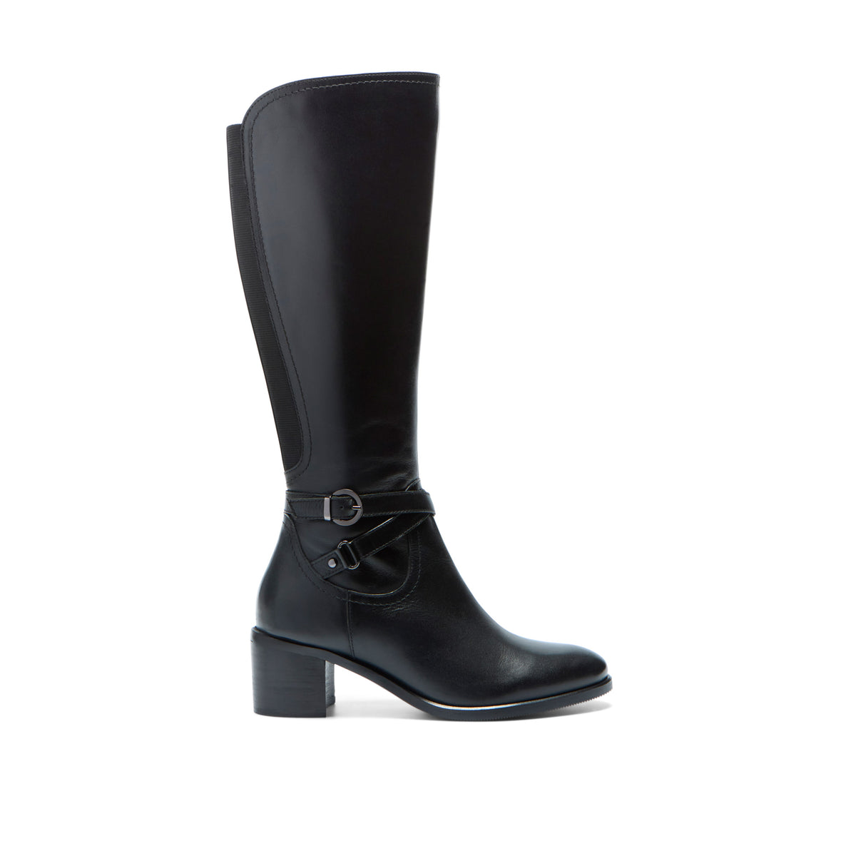 Elverino Black Leather Knee High Boots