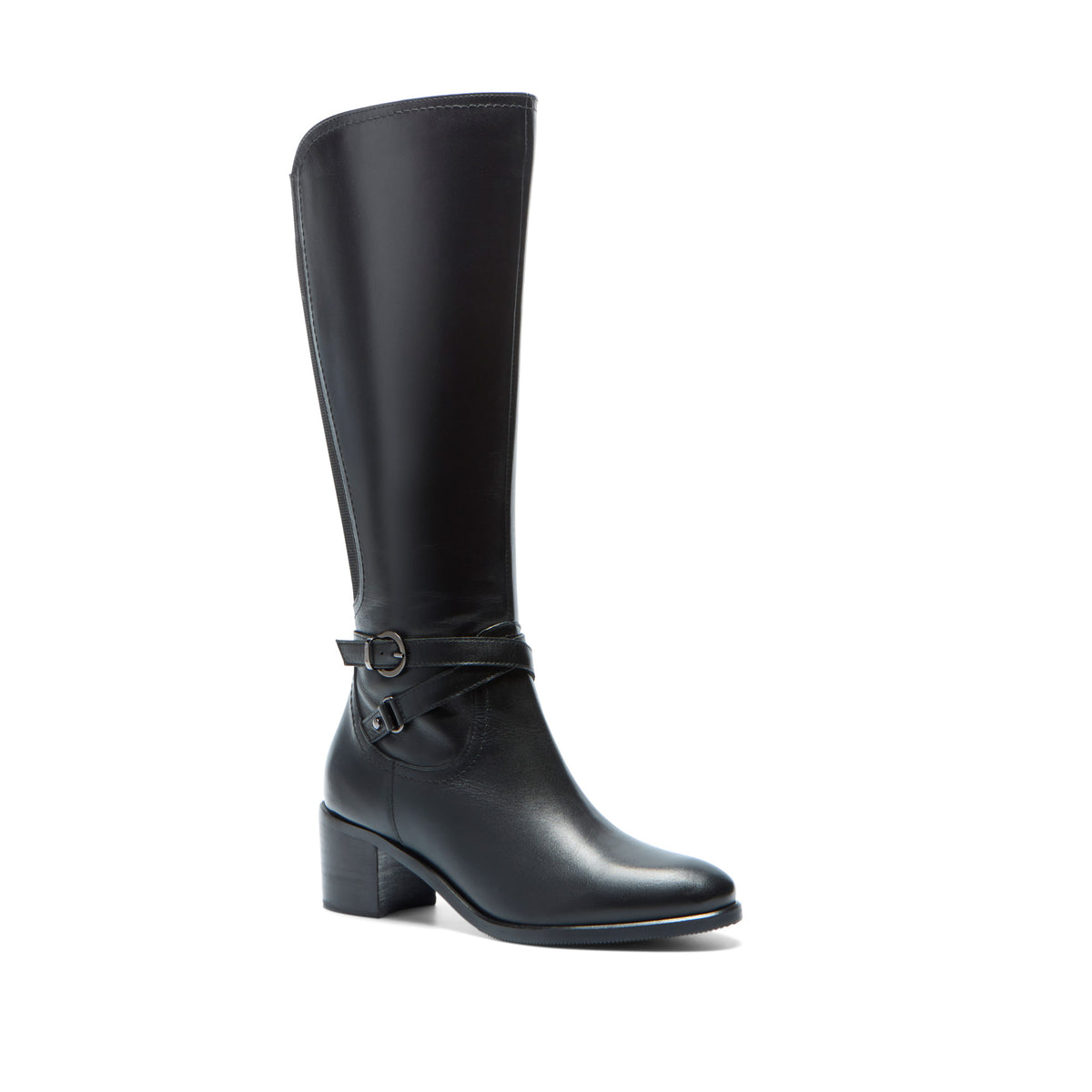 Elverino Black Leather Knee High Boots