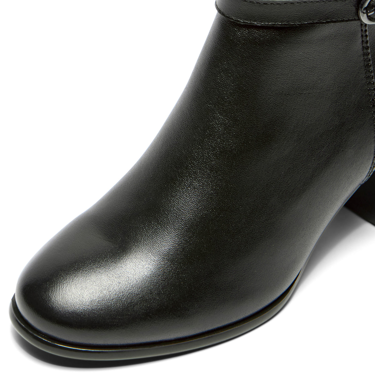 Tursi Black Leather Ankle Boot