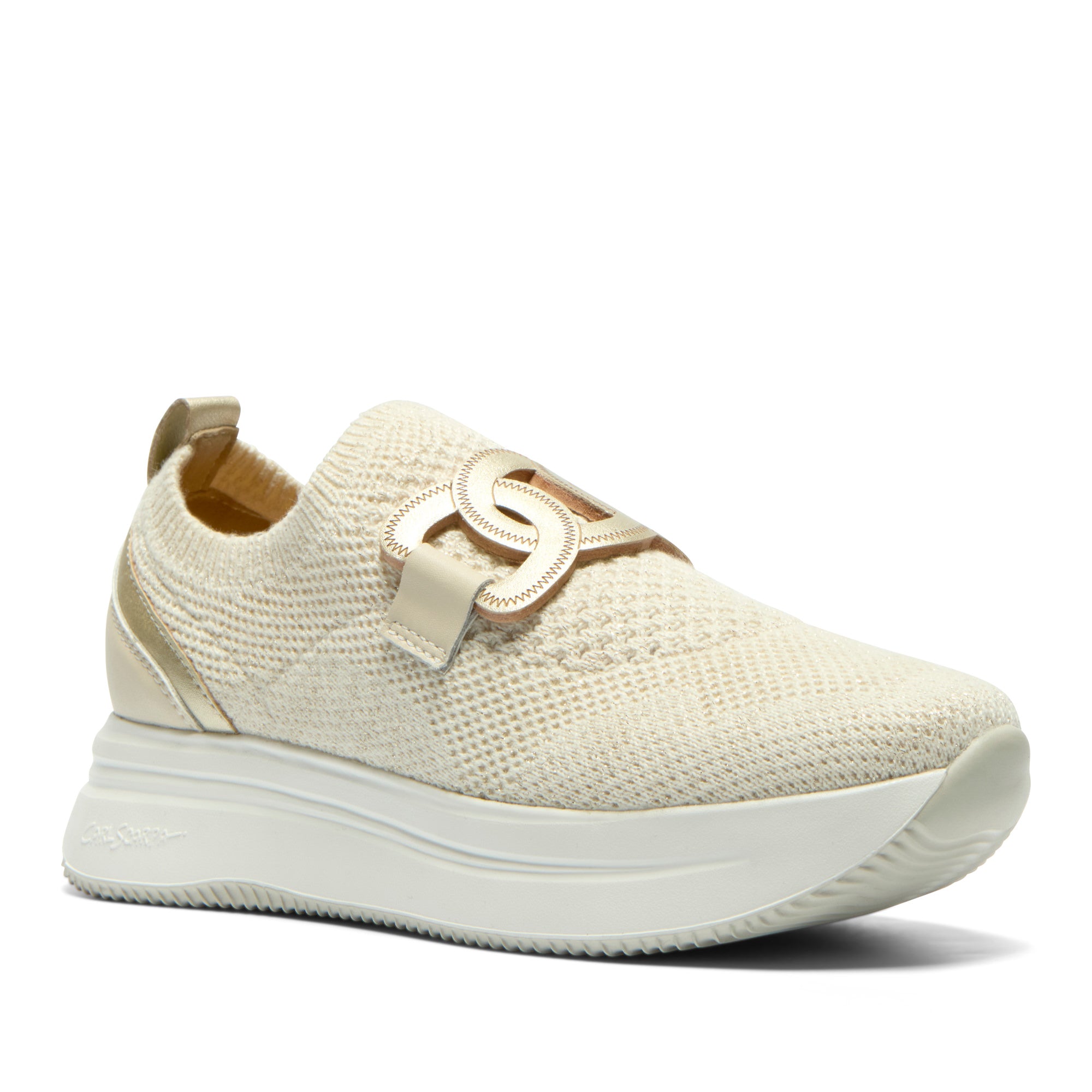 Caliagri Beige Knit Chunky Loafer