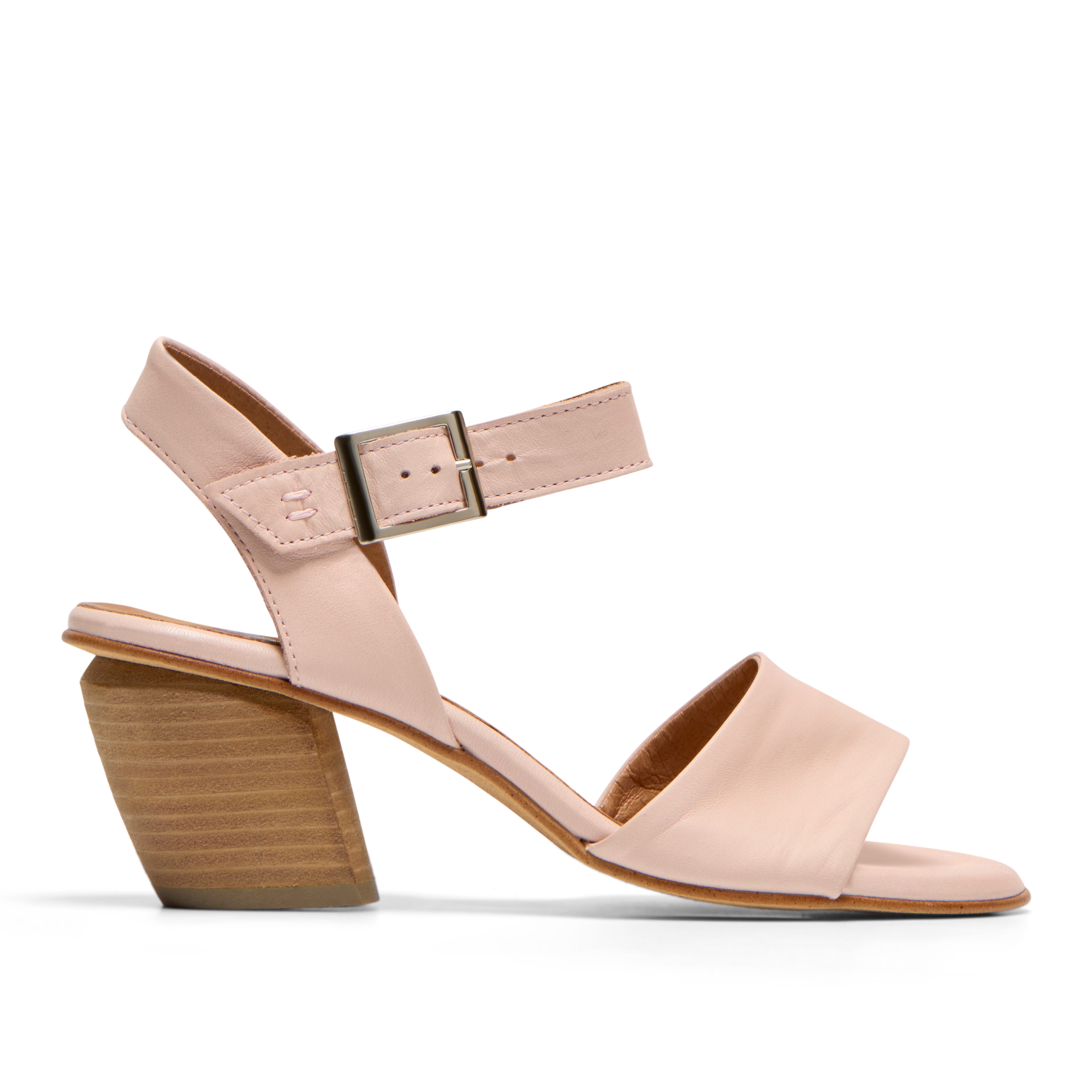 Gaianna Pink Leather Block Heel