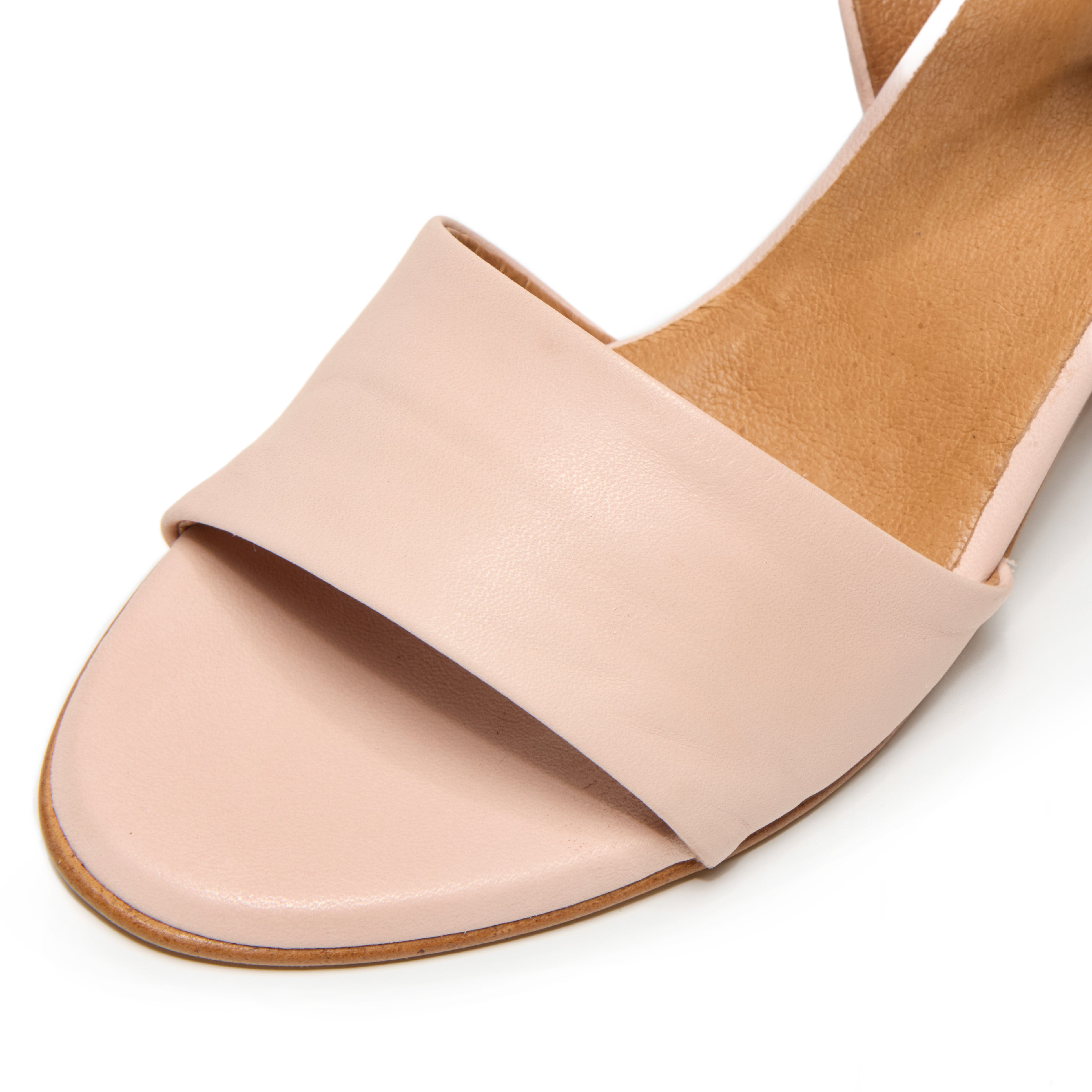 Gaianna Pink Leather Block Heel