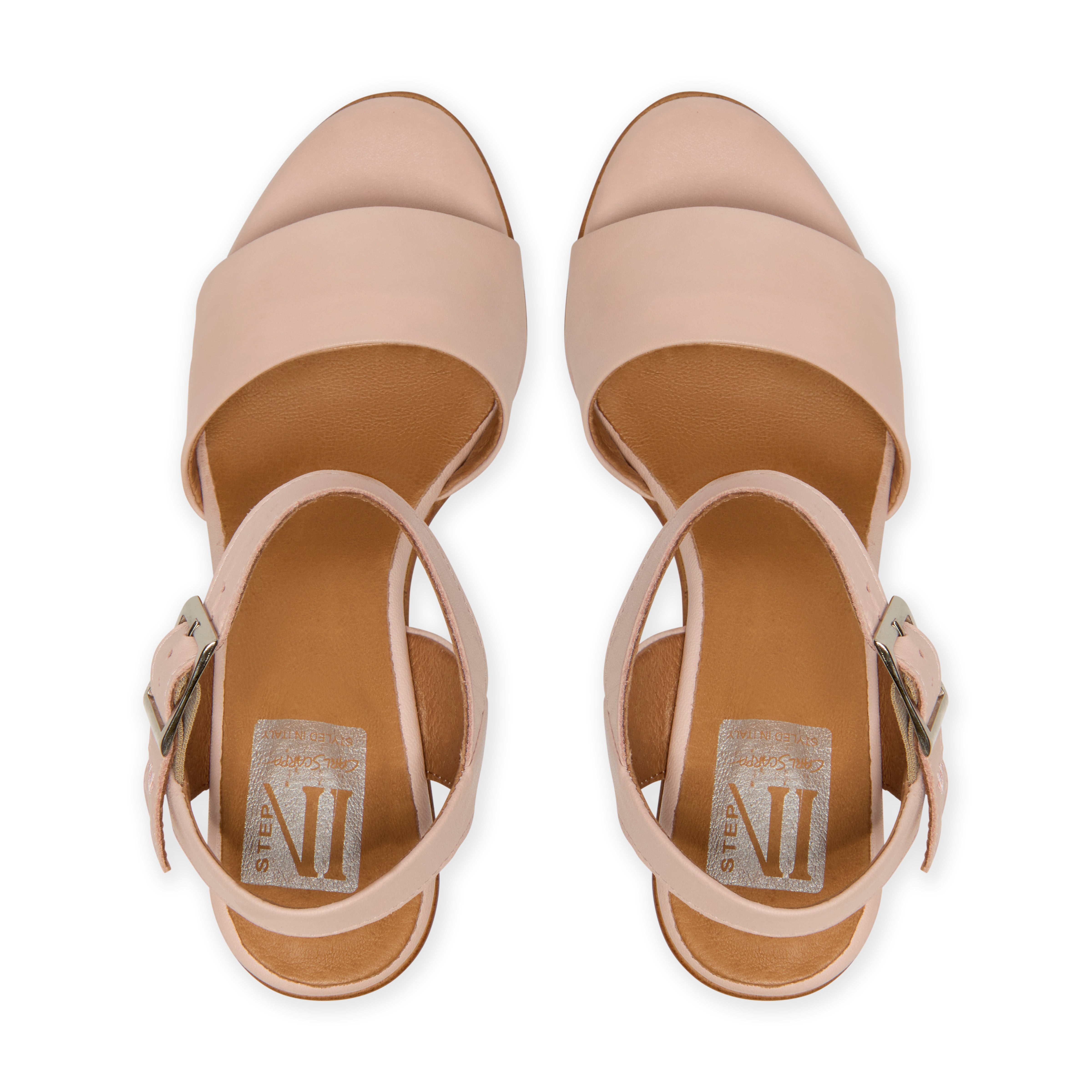 Gaianna Pink Leather Block Heel
